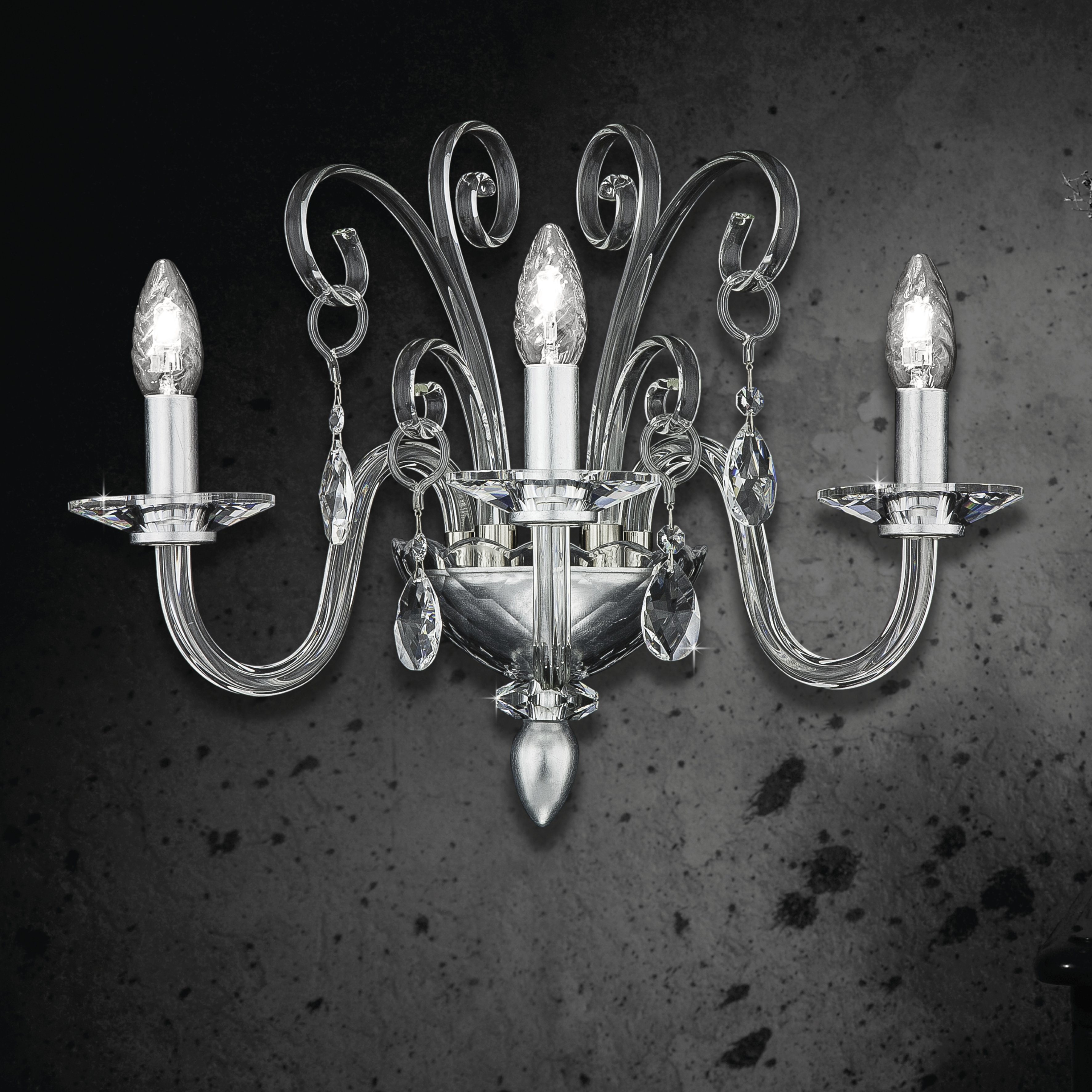 Contessa 120/AP 3 φύλλο ασήμι-κρυστάλλινη απλίκα τοίχου