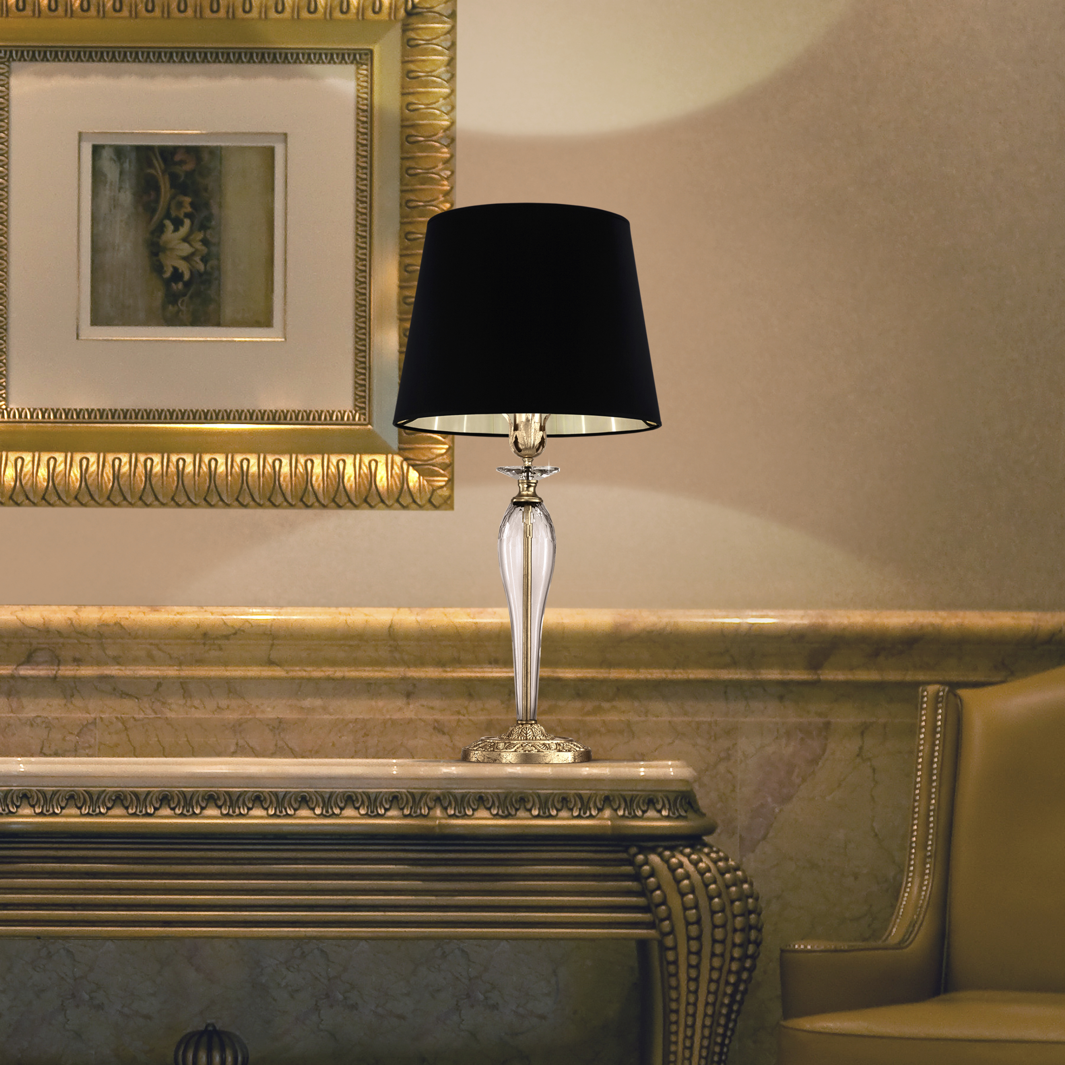 Contessa 120/LG φύλλο χρυσού-κρυστάλλινο επιτραπέζιο φωτιστικό-λαμπατέρ-pvc black gold shade