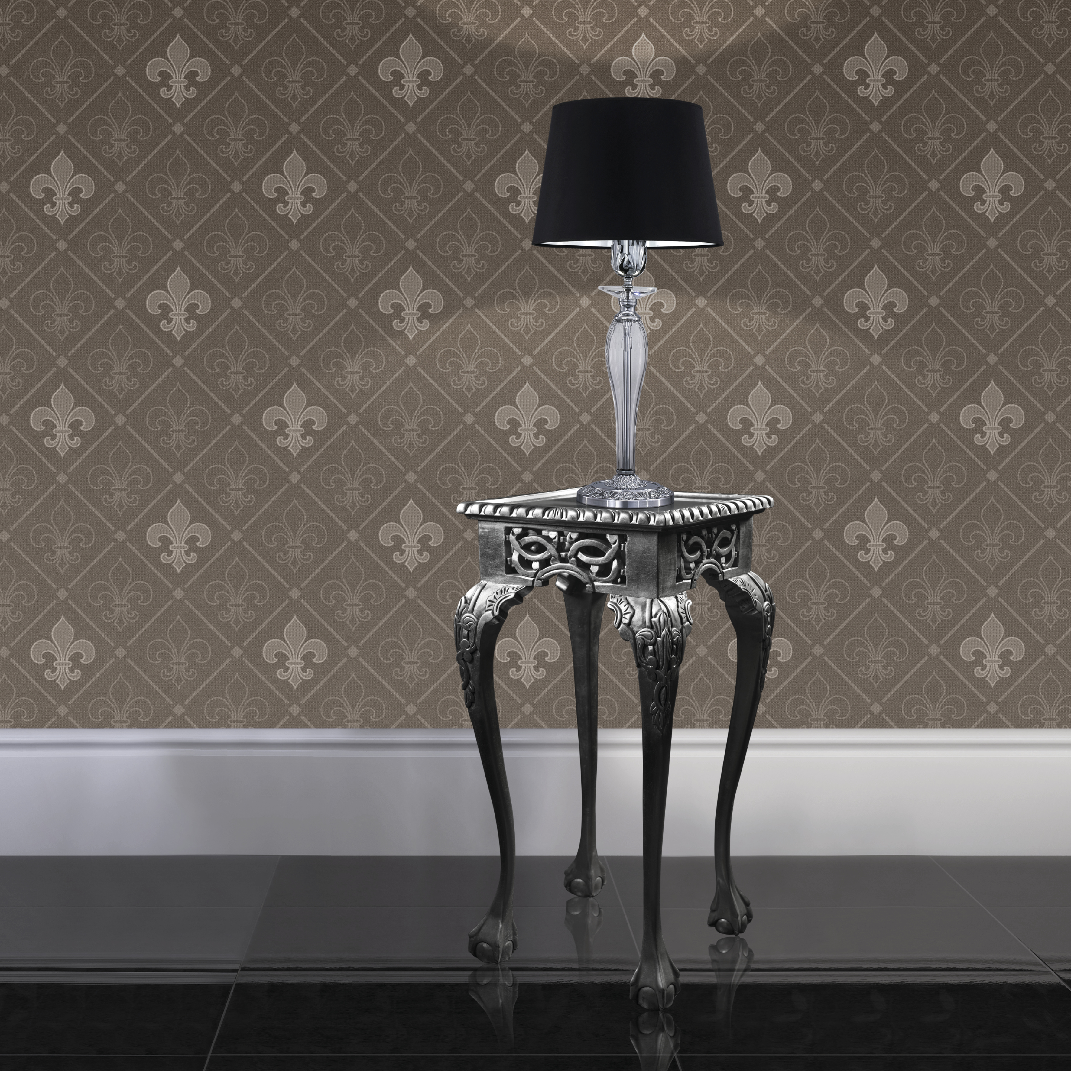 Contessa 120/LM χρώμιο-κρυστάλλινο επιτραπέζιο φωτιστικό-λαμπατέρ-pvc black chrome shade