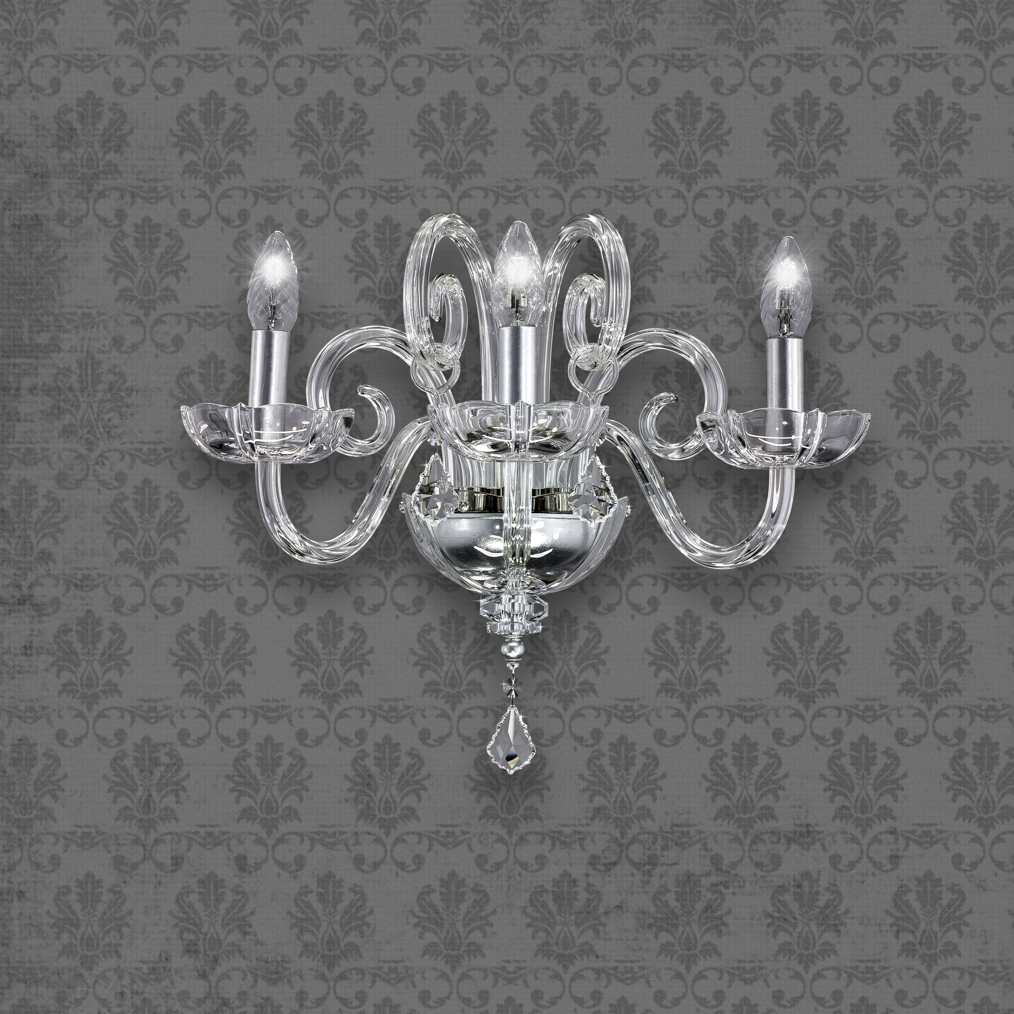 Elizabeth 125/AP 3 φύλλο ασήμι-κρυστάλλινη απλίκα τοίχου