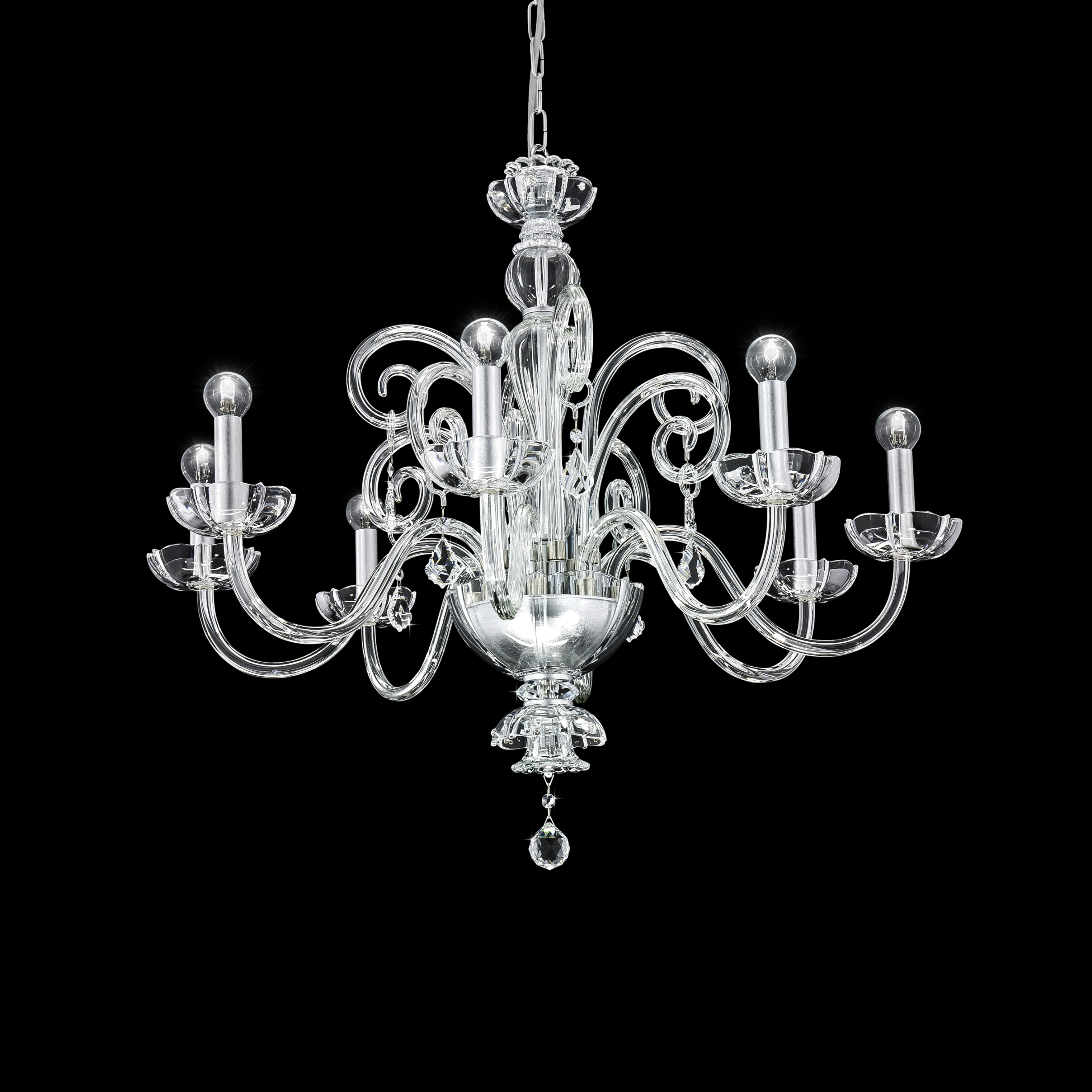 Elizabeth 125/CH 8 φύλλο ασήμι-κρυστάλλινος πολυέλαιος