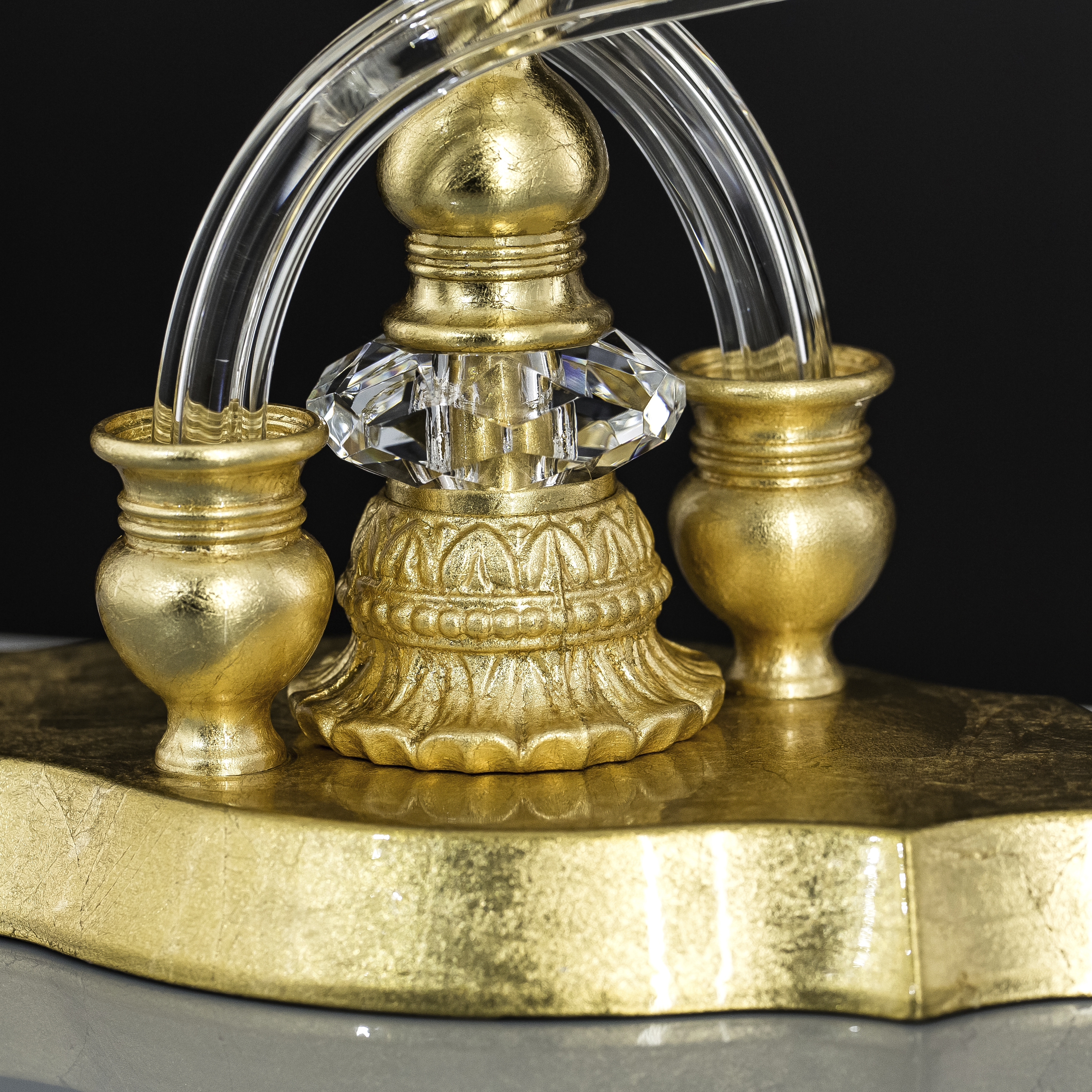 125 LM gold leaf crystal fabric beige shade macro2 square Elizabeth GrandoLuce