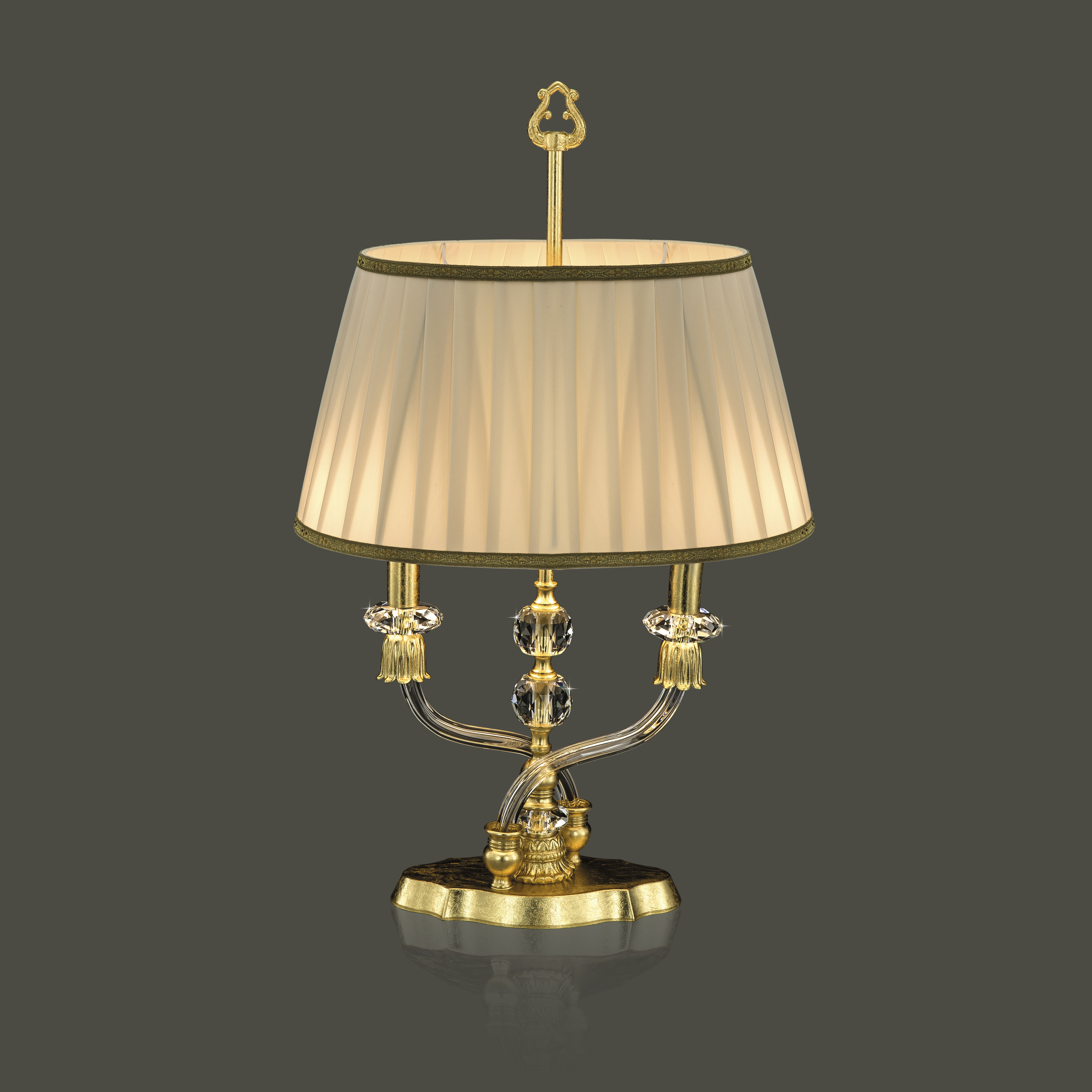 125 LM gold leaf crystal fabric beige shade view3 Elizabeth GrandoLuce