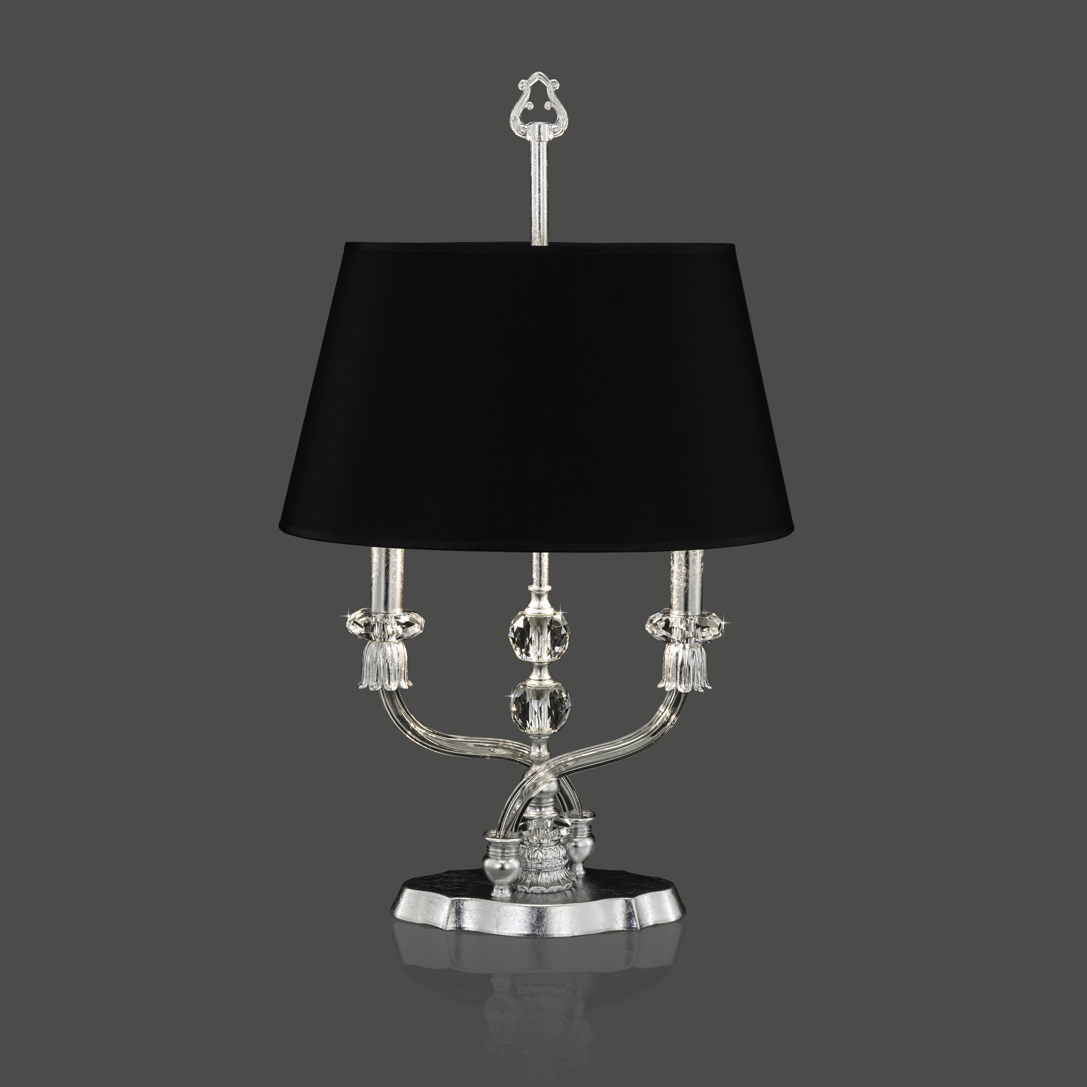 Elizabeth 125/LM φύλλο ασήμι-κρυστάλλινο επιτραπέζιο φωτιστικό-λαμπατέρ-pvc black chrome shade