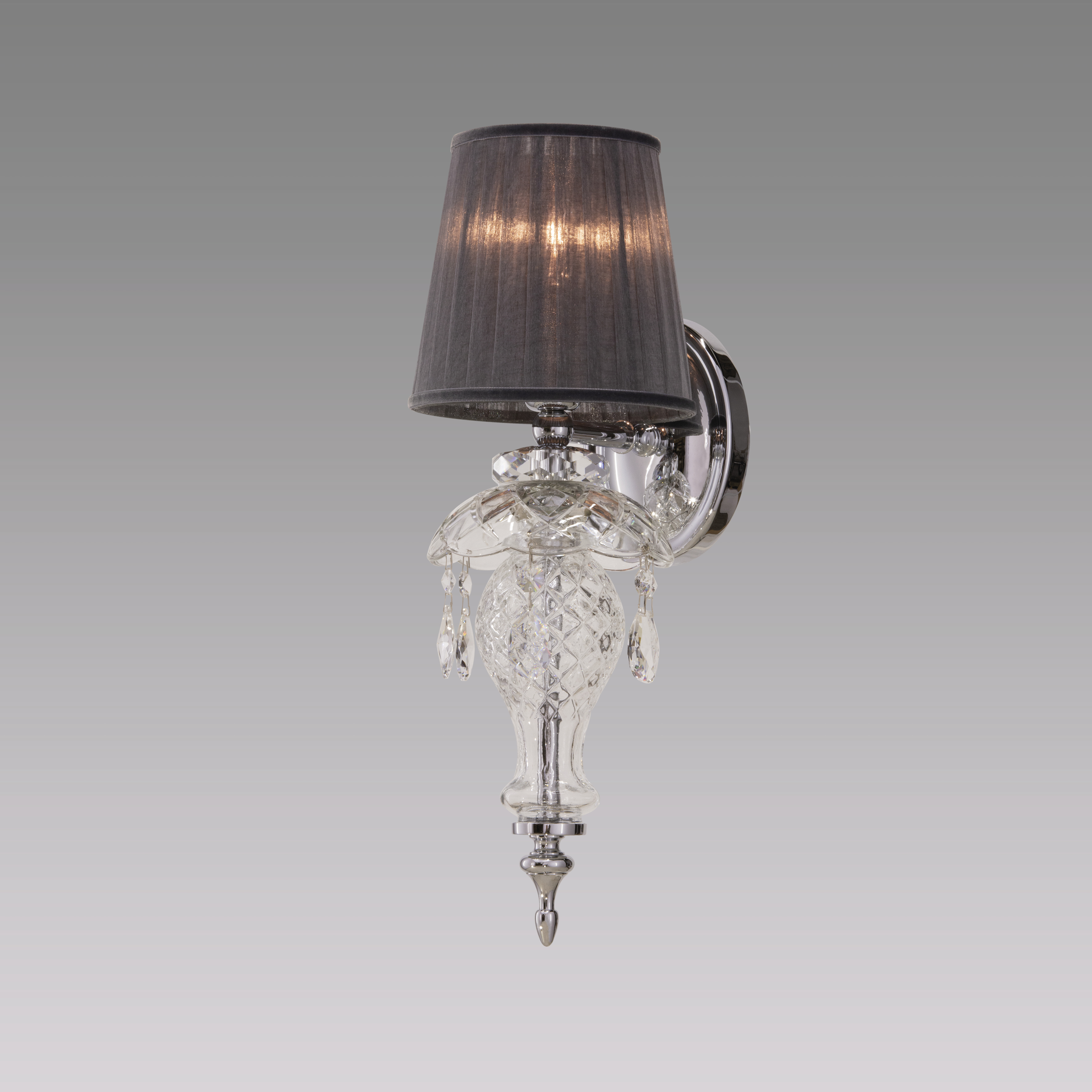 Olympia 104/AP 1 χρώμιο-κρυστάλλινη απλίκα τοίχου-organdy graphite shade