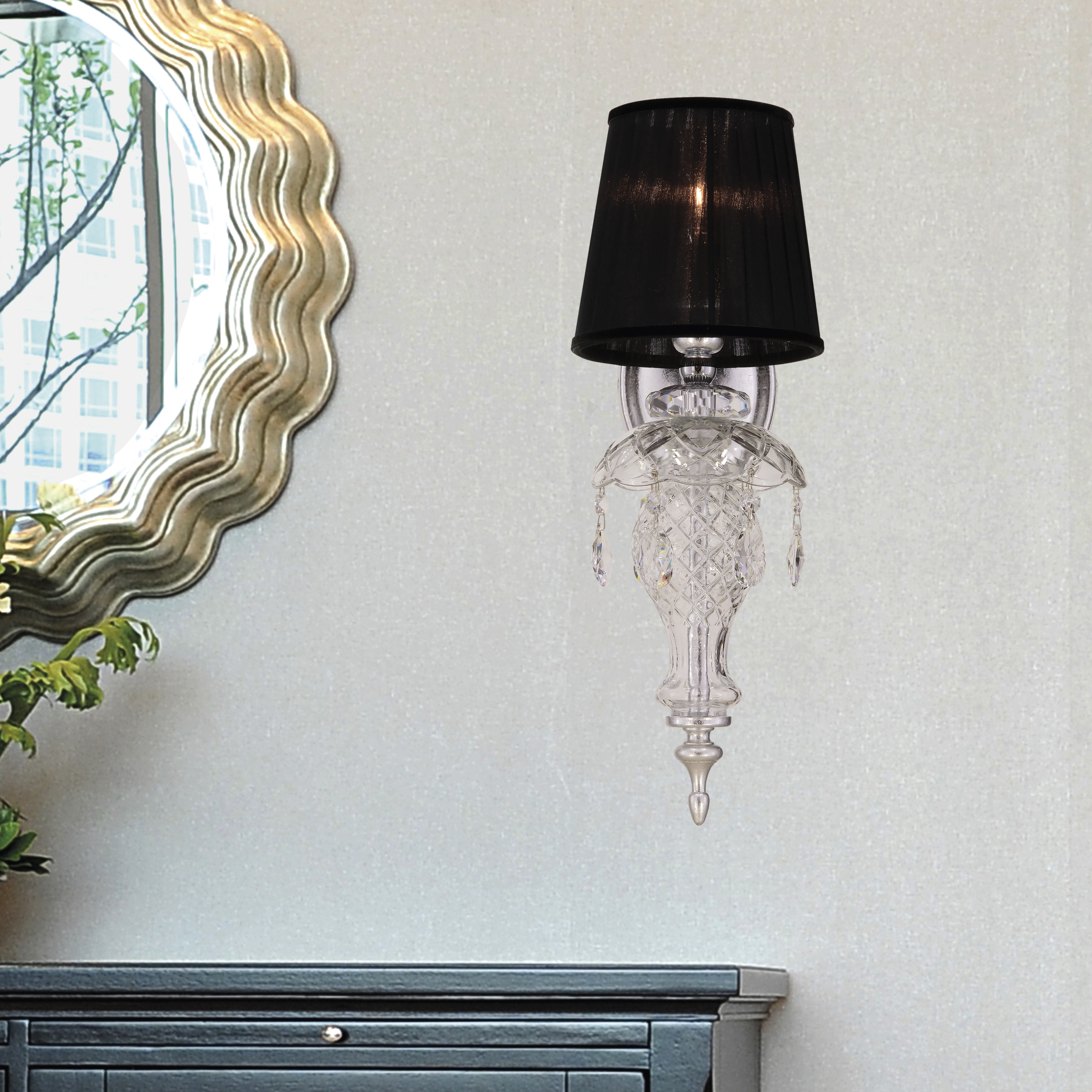 104 AP 1 silver leaf crystal organdy black shade view1 cat