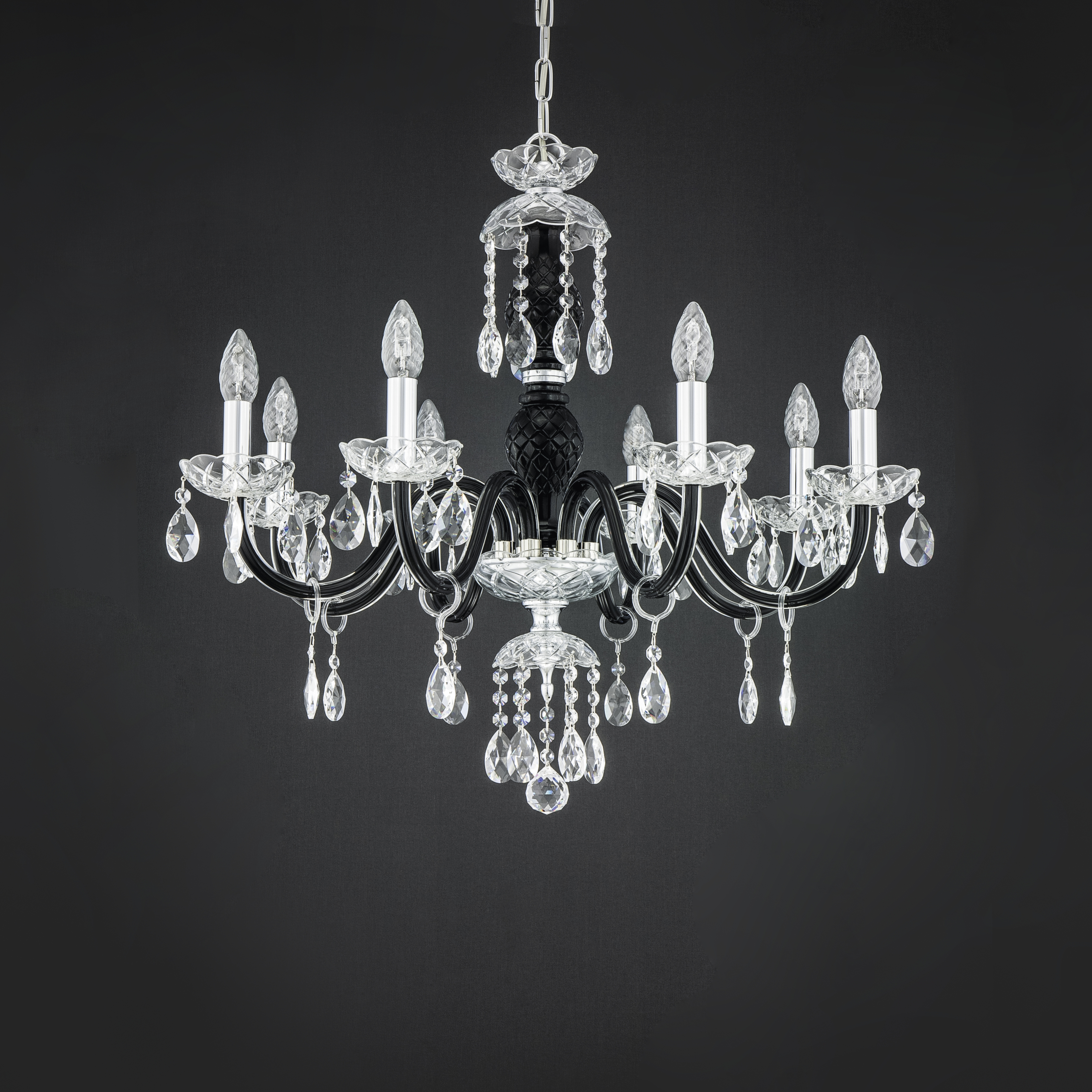 Olympia 104/CH 8 χρώμιο-μαύρος-κρυστάλλινος πολυέλαιος