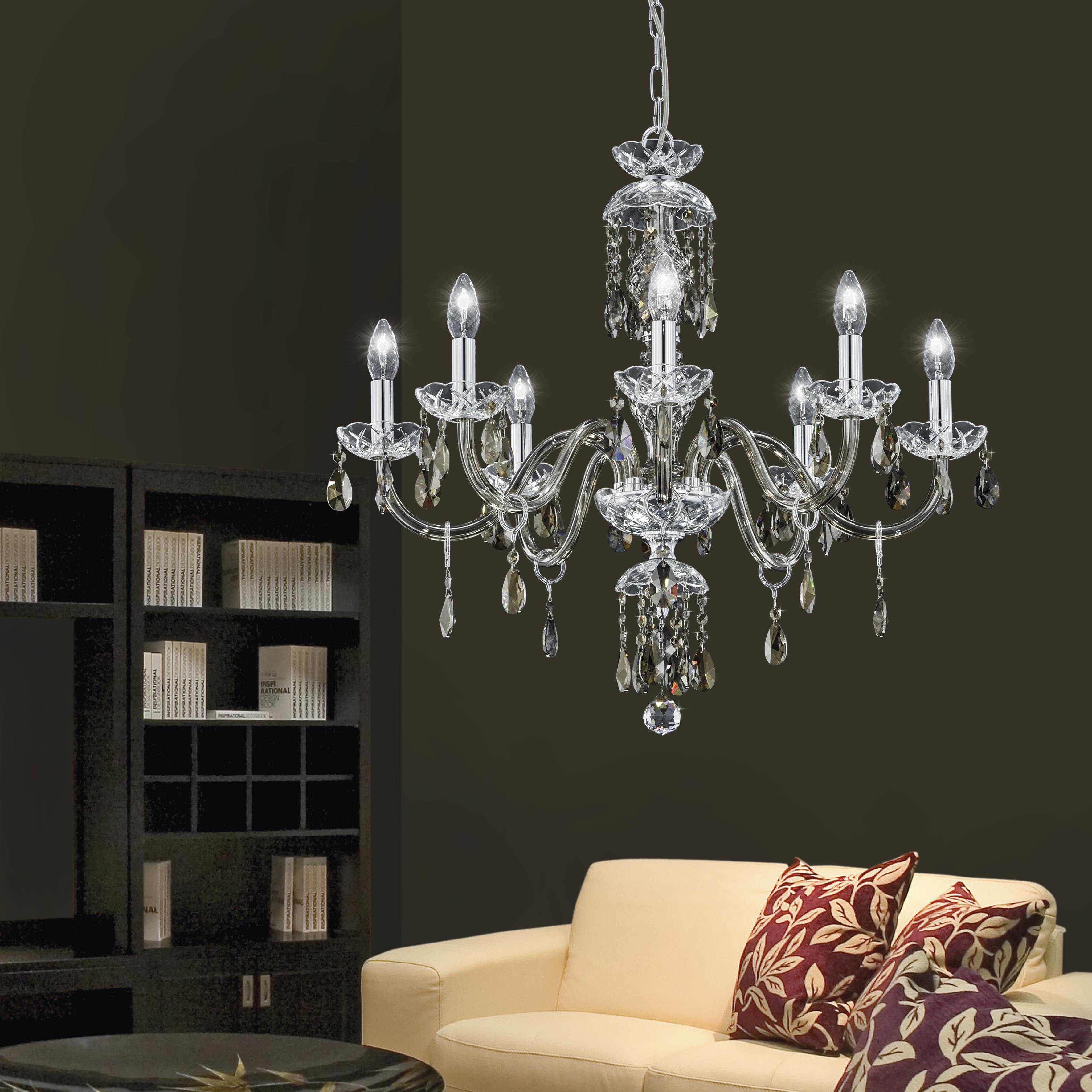 Olympia 104/CH 8 χρώμιο-golden teak-κρυστάλλινος πολυέλαιος