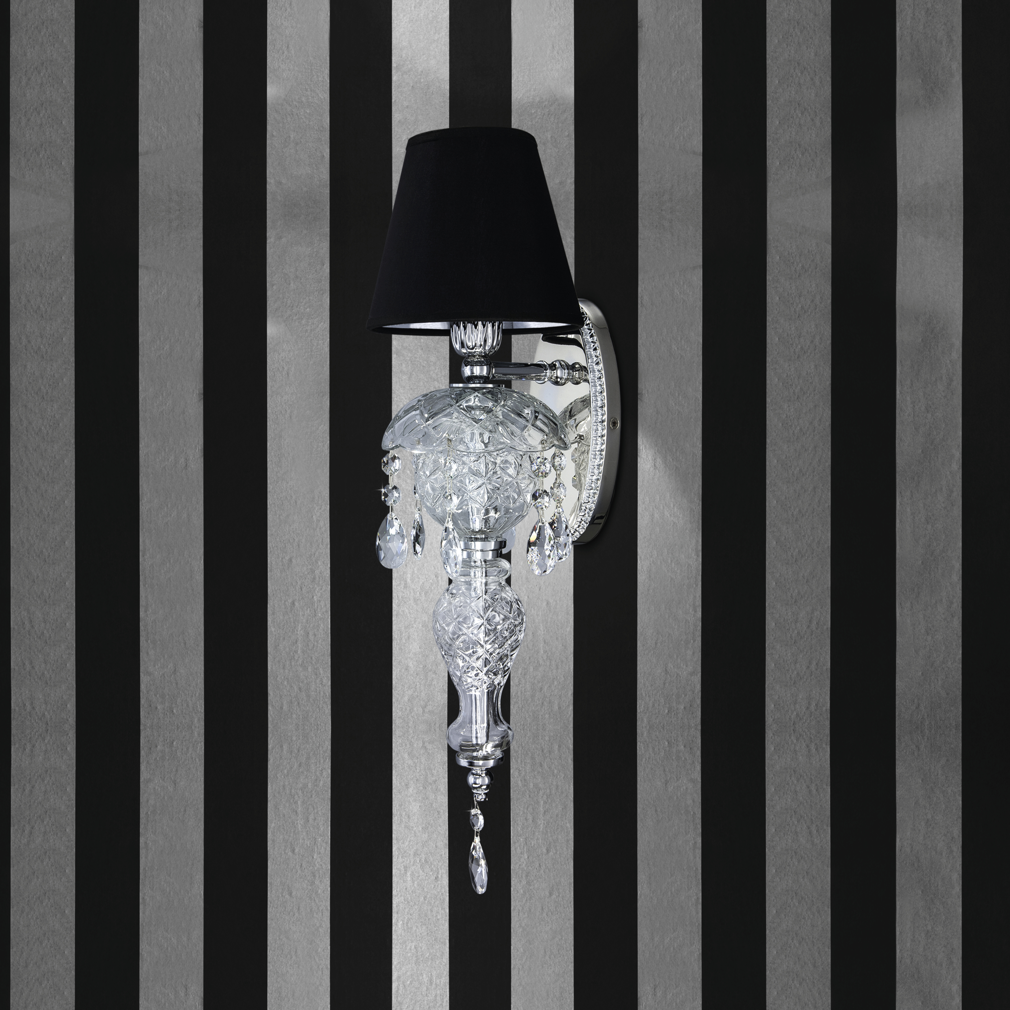 Mirsini 105/AP 1 χρώμιο-κρυστάλλινη απλίκα τοίχου-pvc black chrome shade