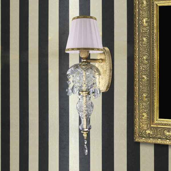 105 AP 1 gold leaf crystal fabric ivory shade view1 Mirsini GrandoLuce