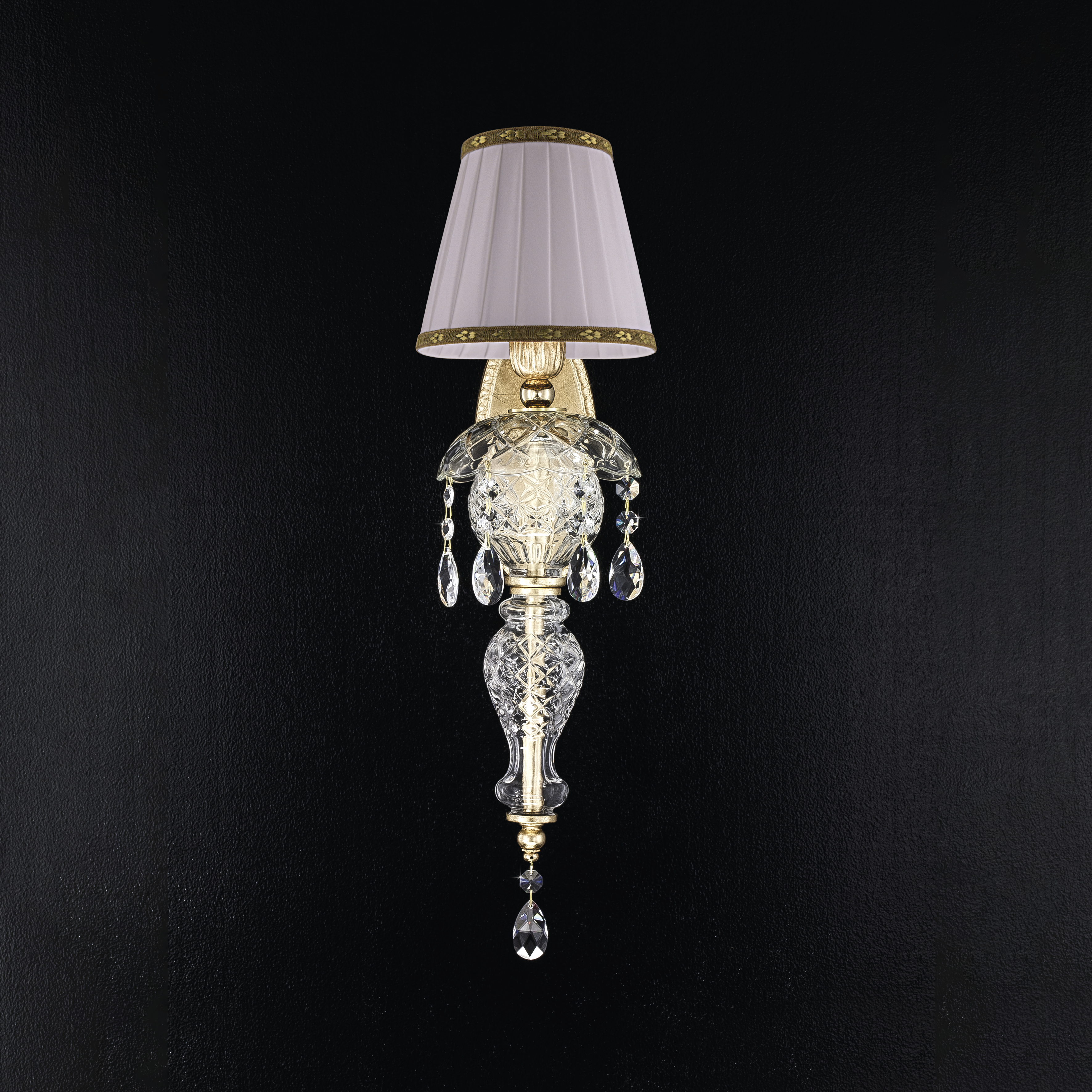 105 AP 1 gold leaf crystal fabric ivory shade view2 Mirsini GrandoLuce