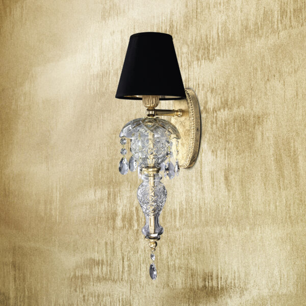 105 AP 1 gold leaf crystal pvc black gold shade view1 Mirsini GrandoLuce