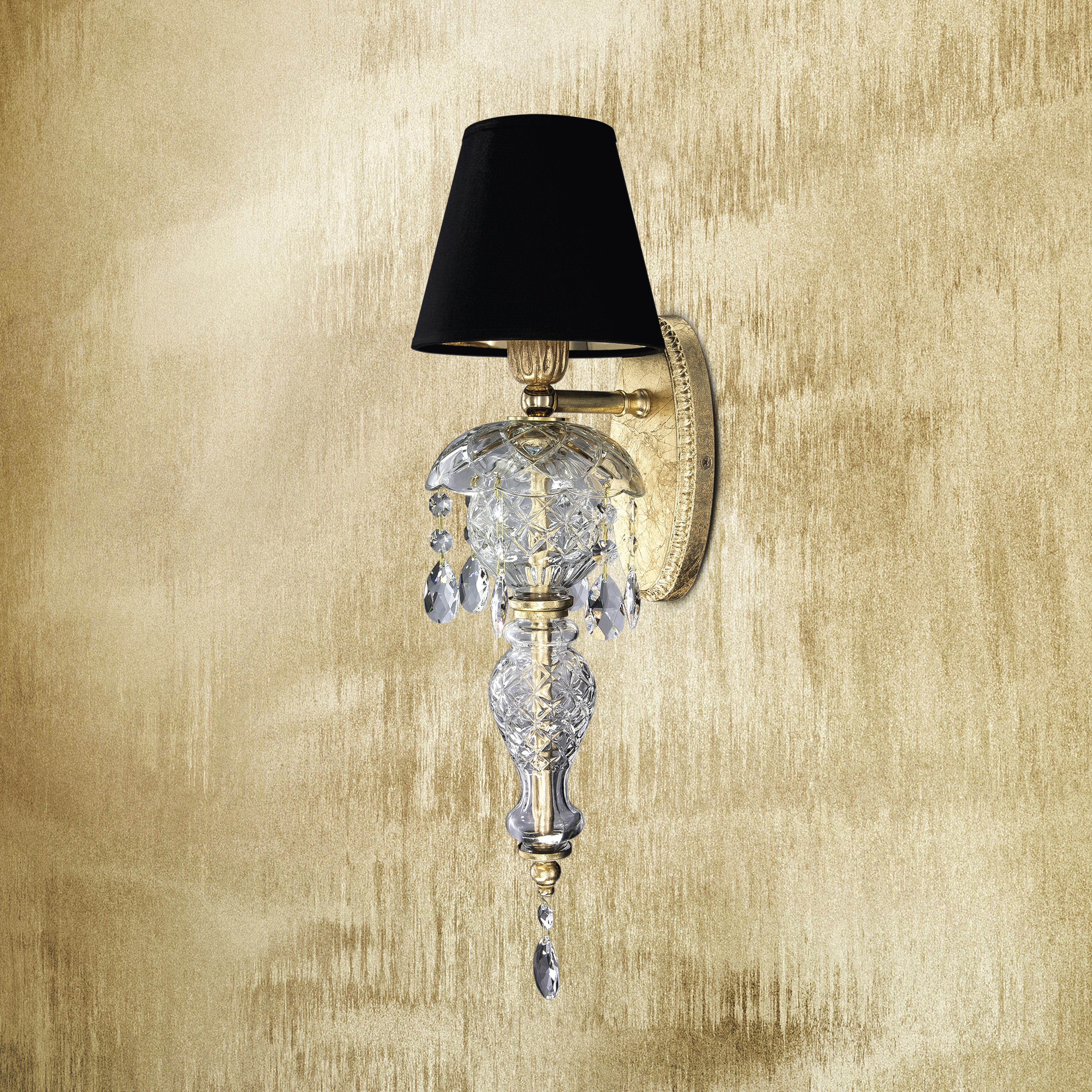 105_AP_1_gold_leaf_crystal_pvc_black_gold_shade_view1_Mirsini_GrandoLuce 105 AP 1 gold leaf crystal pvc black gold shade view1 Mirsini GrandoLuce