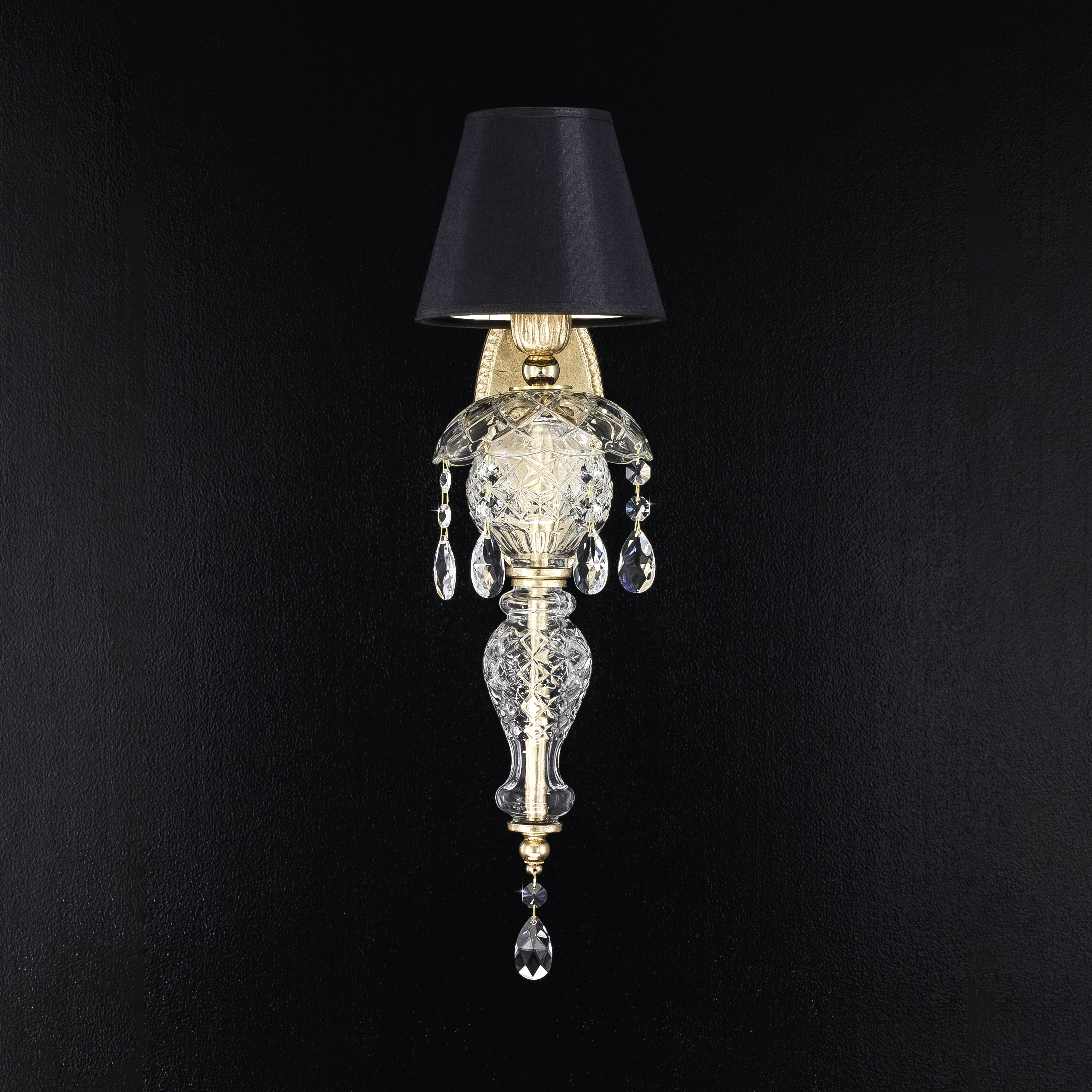 105_AP_1_gold_leaf_crystal_pvc_black_gold_shade_view2_Mirsini_GrandoLuce 105 AP 1 gold leaf crystal pvc black gold shade view2 Mirsini GrandoLuce