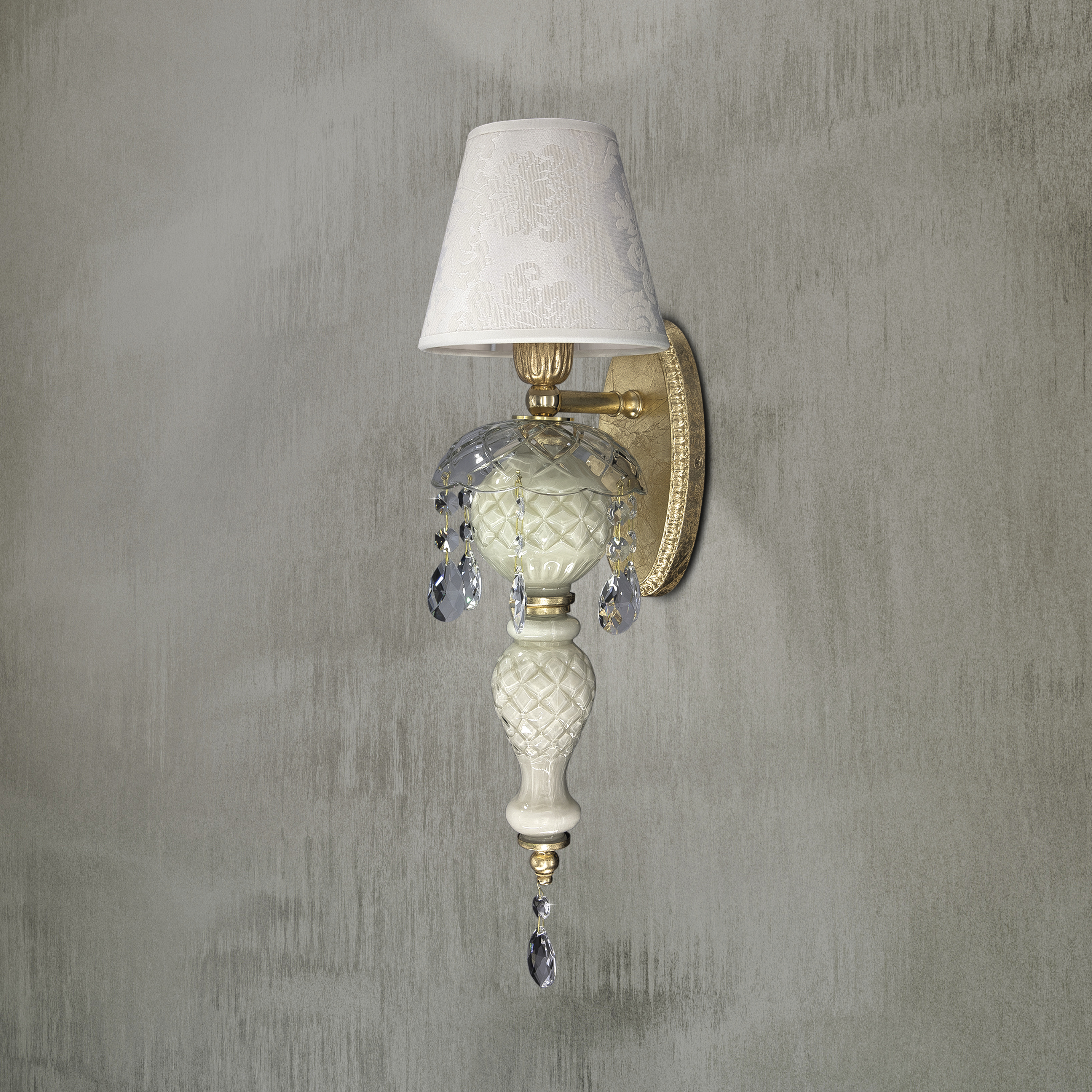 105 AP 1 gold leaf ivory pvc damasco shade view1 Mirsini GrandoLuce