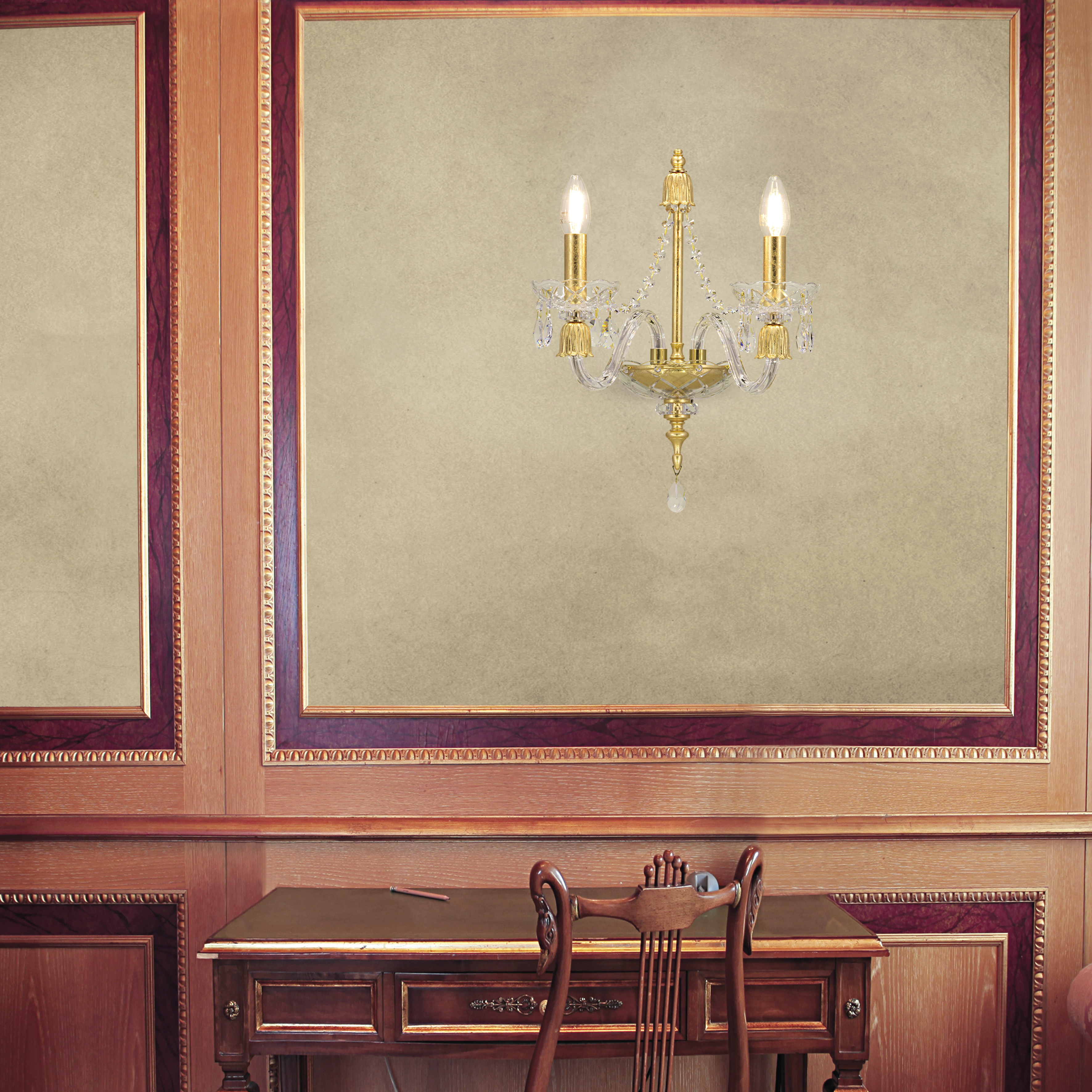 105_AP_2_gold_leaf_crystal_pvc_black_gold_shade_view1_Mirsini_GrandoLuce 105 AP 2 gold leaf crystal pvc black gold shade view1 Mirsini GrandoLuce