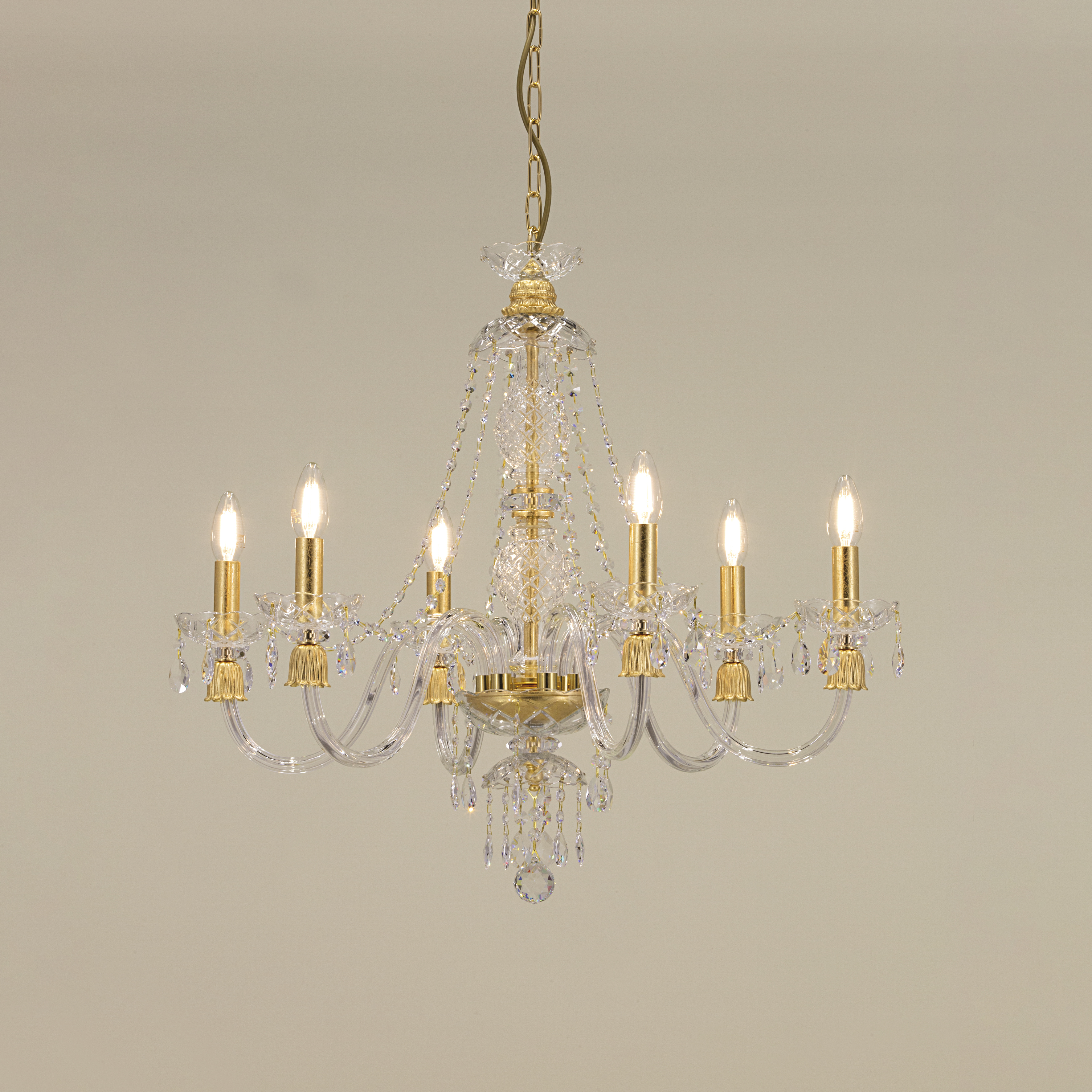 Mirsinin 105/CH 6 φύλλο χρυσού-κρυστάλλινος πολυέλαιος