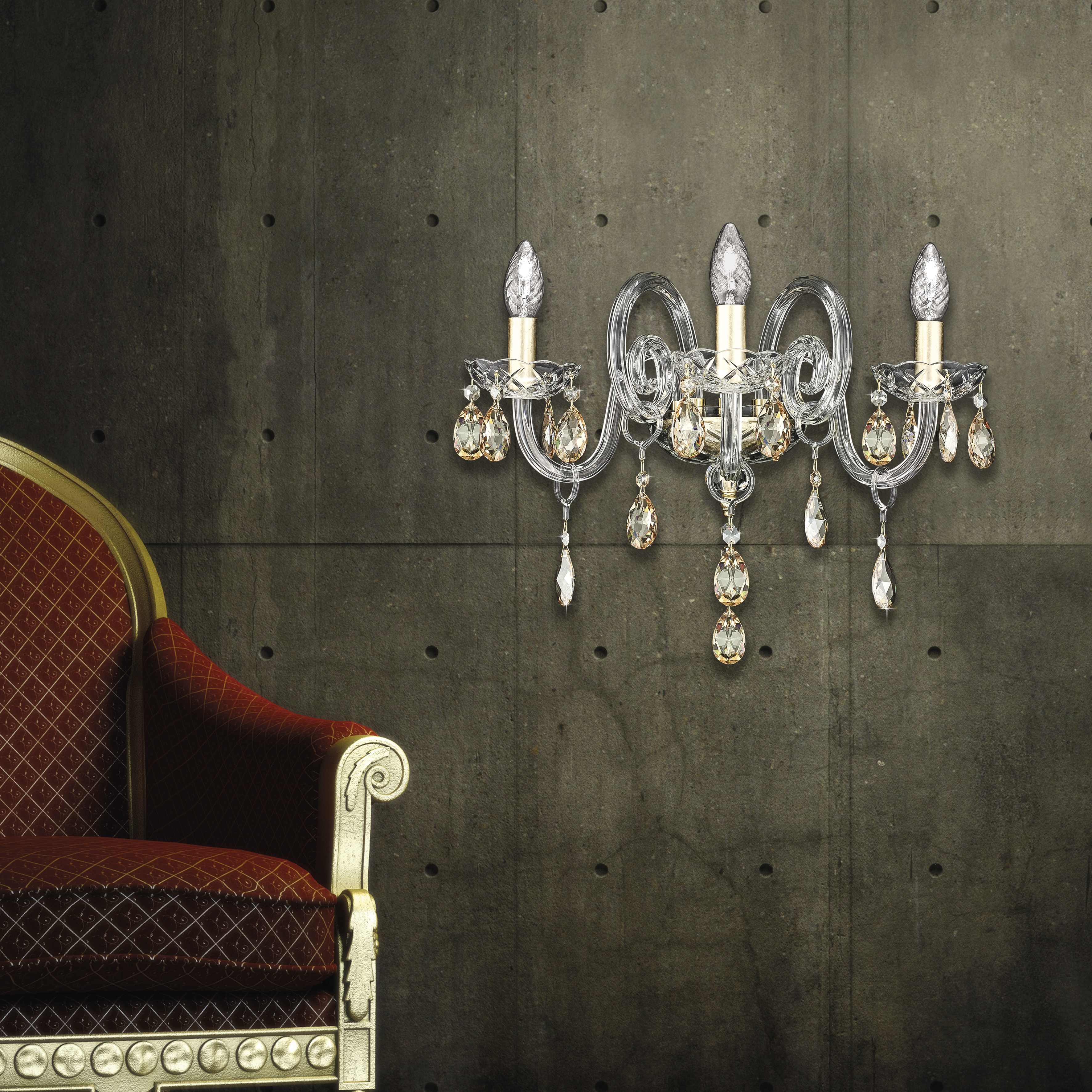 Iokasti 106/AP 3 φύλλο χρυσού-κρυστάλλινη απλίκα τοίχου