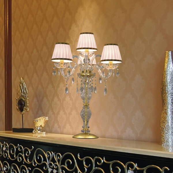 106 LG 31 gold leaf crystal fabric ivory shade view1 Iokasti GrandoLuce