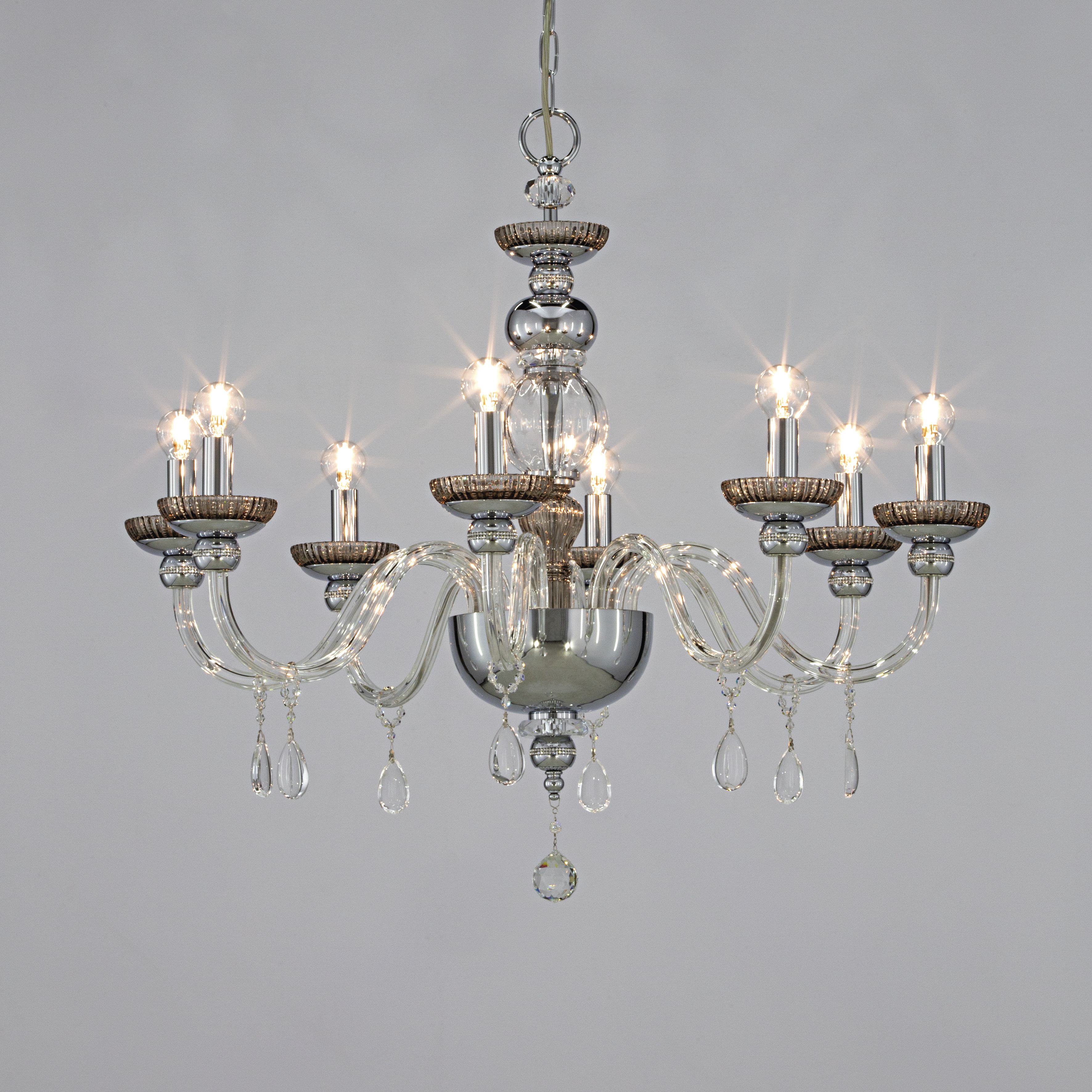 Juliana 108/CH 8 χρώμιο-golden teak-κρυστάλλινος πολυέλαιος