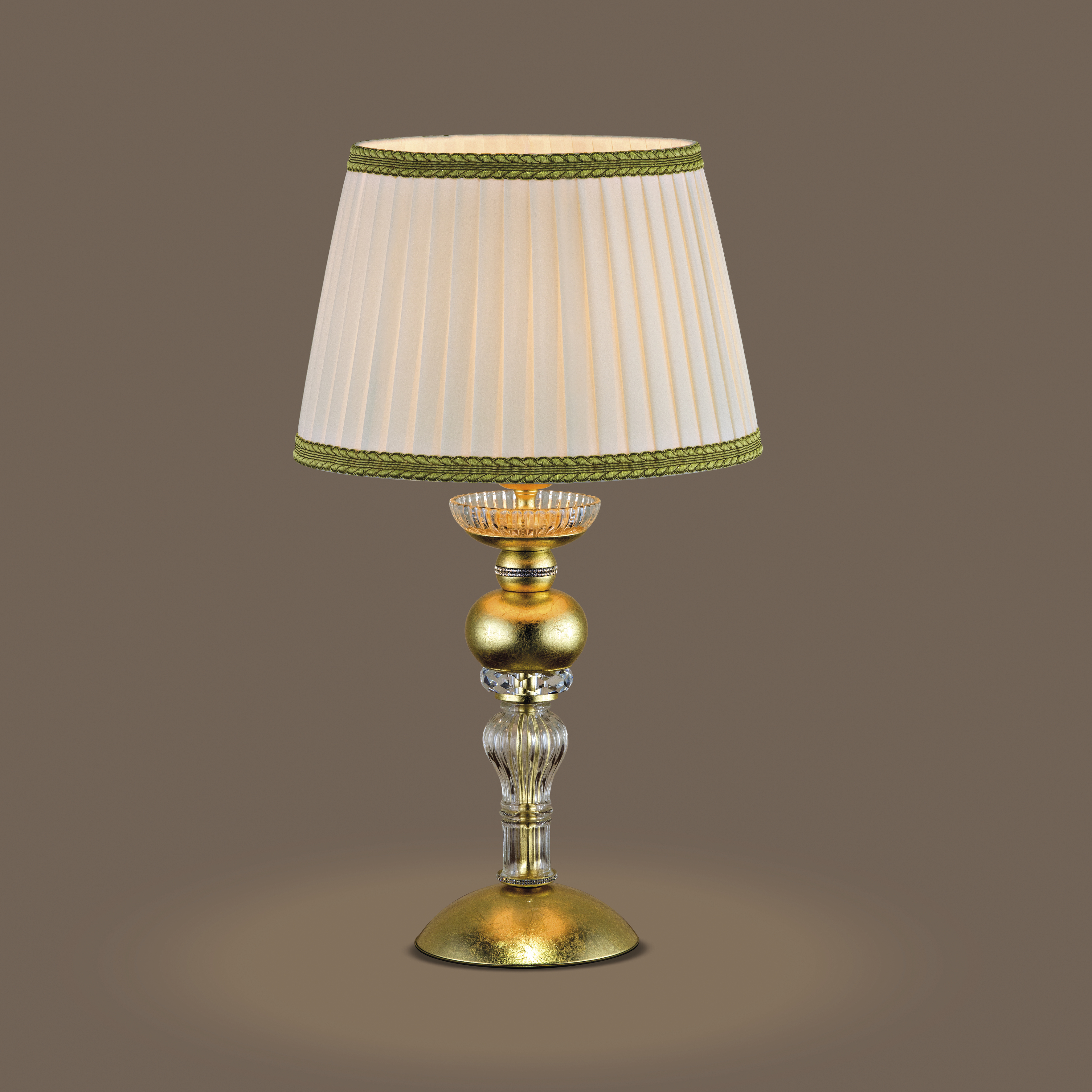 Juliana 108/LM φύλλο χρυσού-κρυστάλλινο επιτραπέζιο φωτιστικό-λαμπατέρ-fabric beige shade