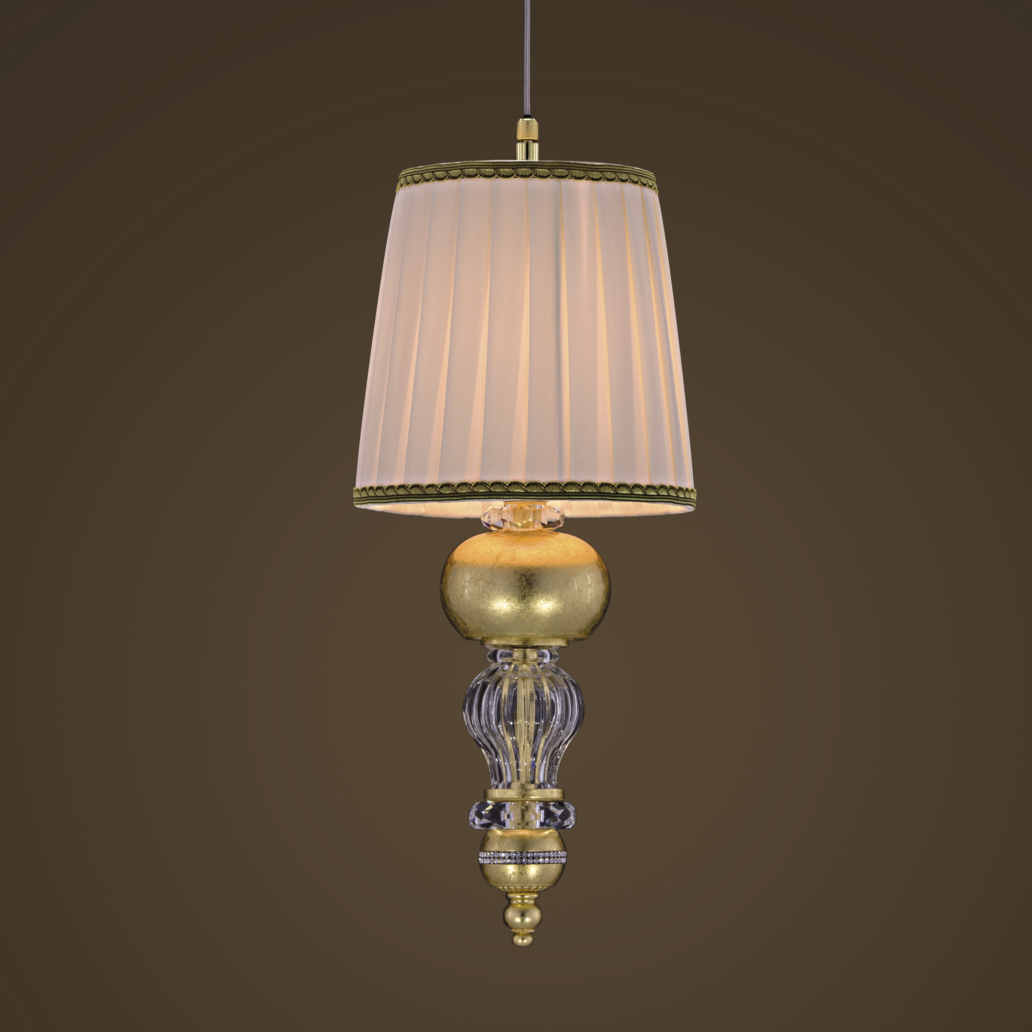 108 S 1 gold leaf crystal fabric beige shade view1 Juliana GrandoLuce