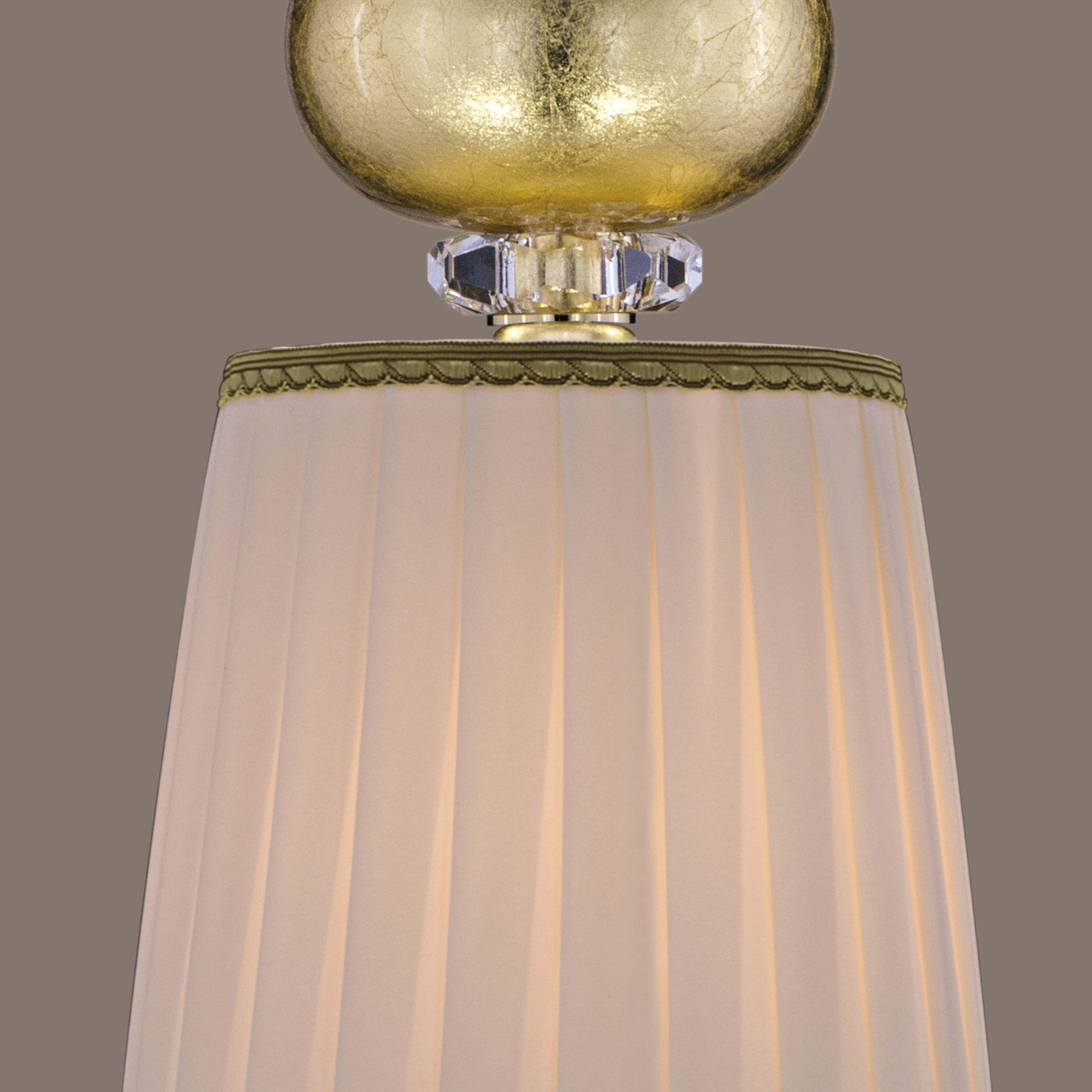 108 S 3 gold leaf crystal fabric beige shade macro2 square Juliana GrandoLuce