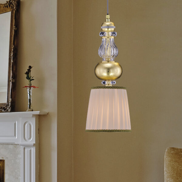 108 S 3 gold leaf crystal fabric beige shade view1.1 Juliana GrandoLuce