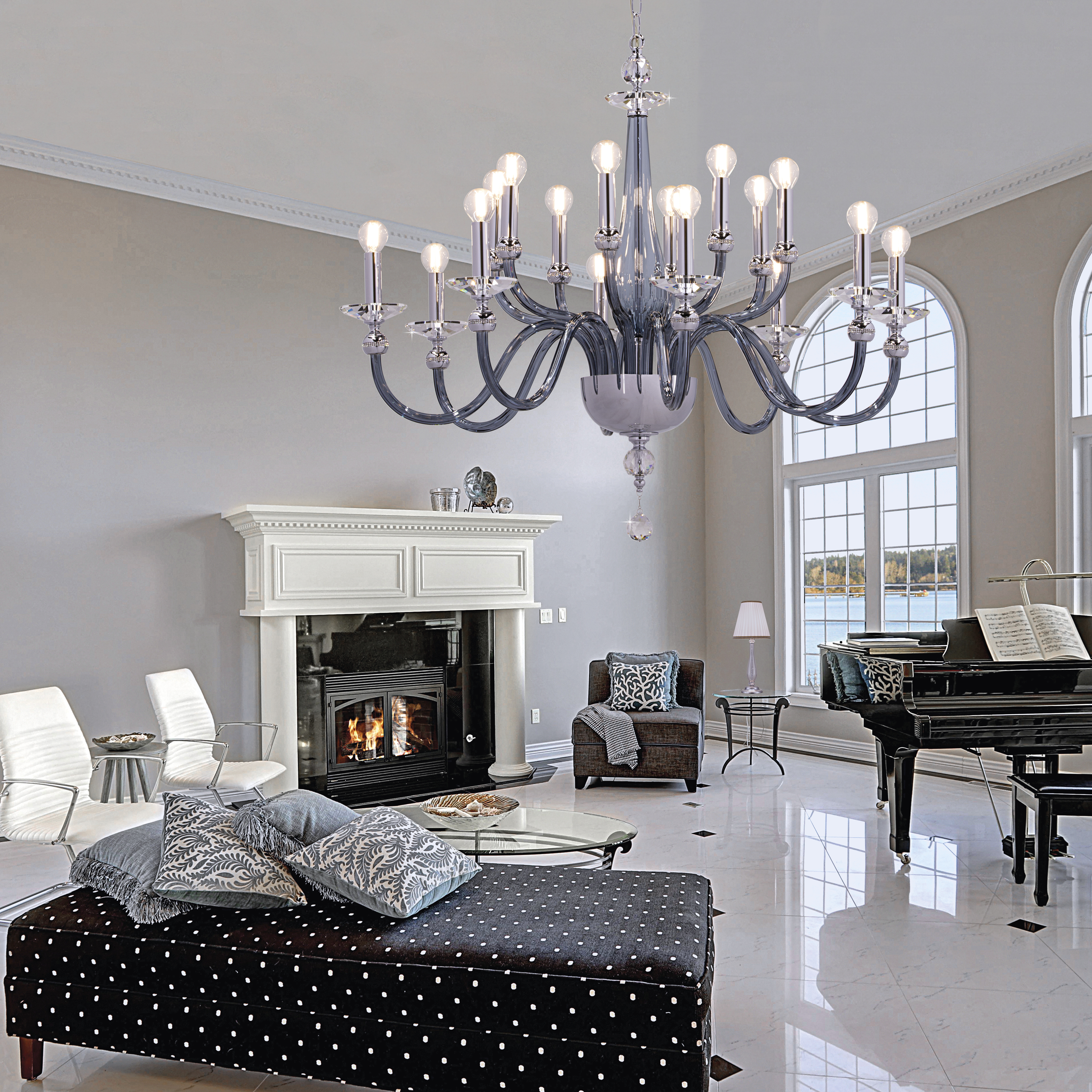 Melina 110/CH 16 χρώμιο-dark blue-κρυστάλλινος πολυέλαιος