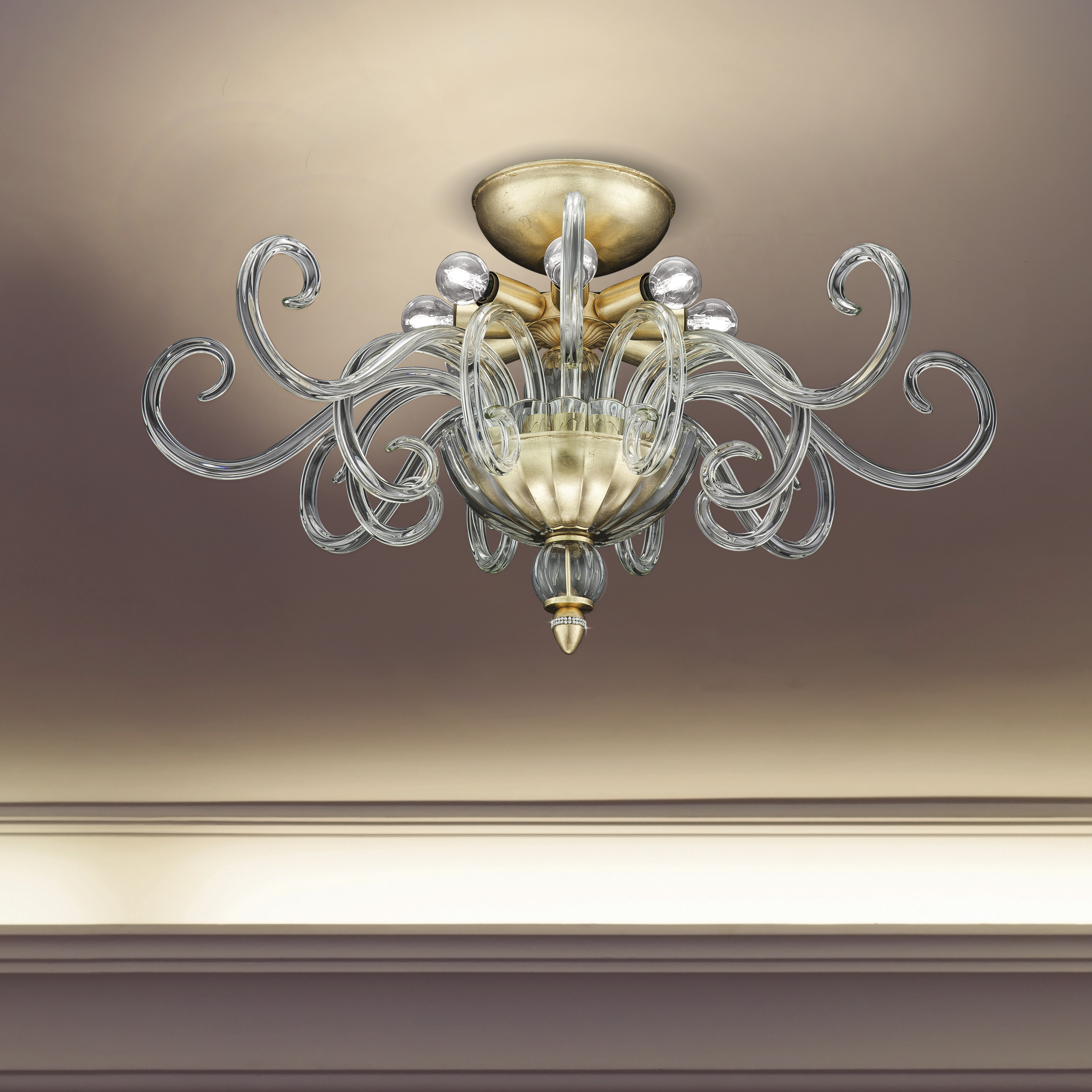 Amanda 118/PLM φύλλο χρυσού-κρυστάλλινο φωτιστικό οροφής-πλαφονιέρα