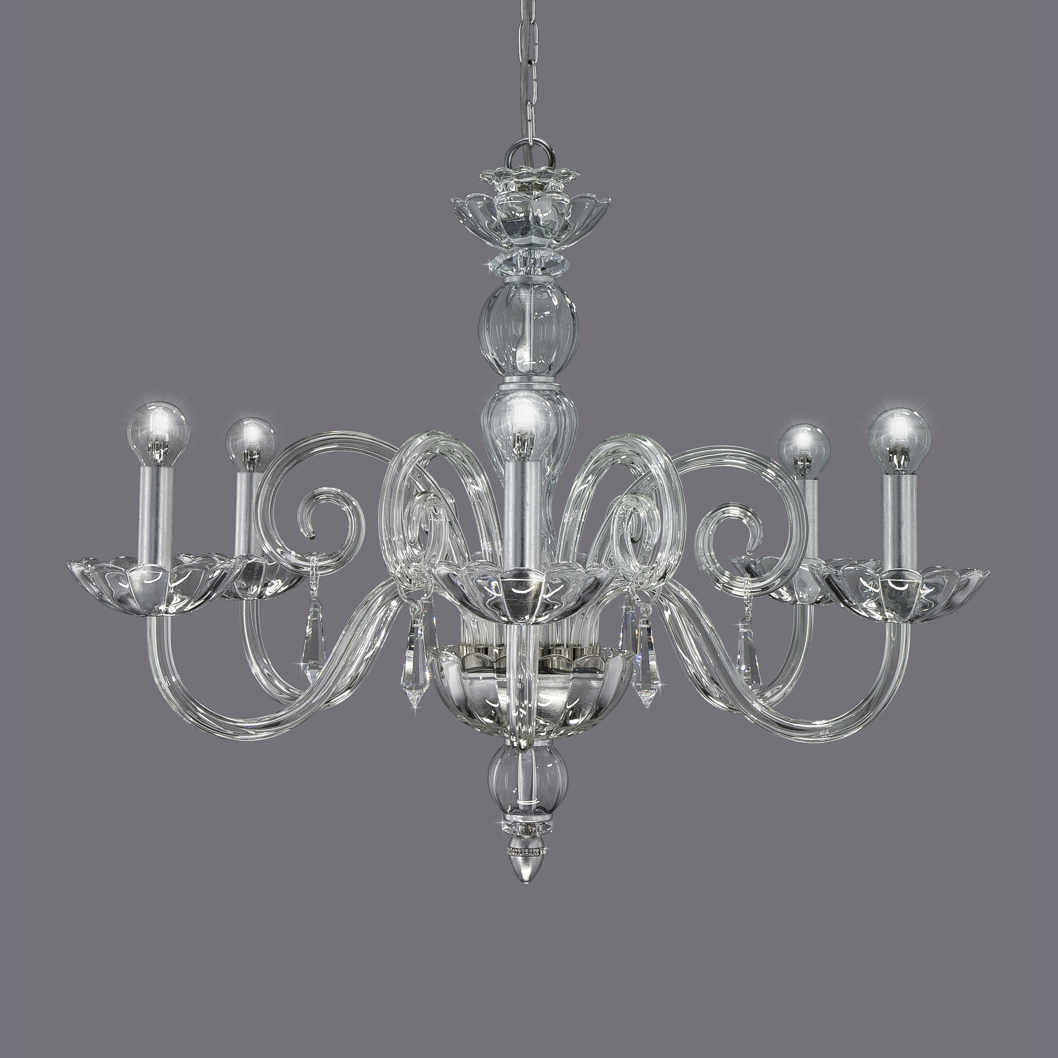 Venere 122/CH 6 φύλλο ασήμι-κρυστάλλινος πολυέλαιος