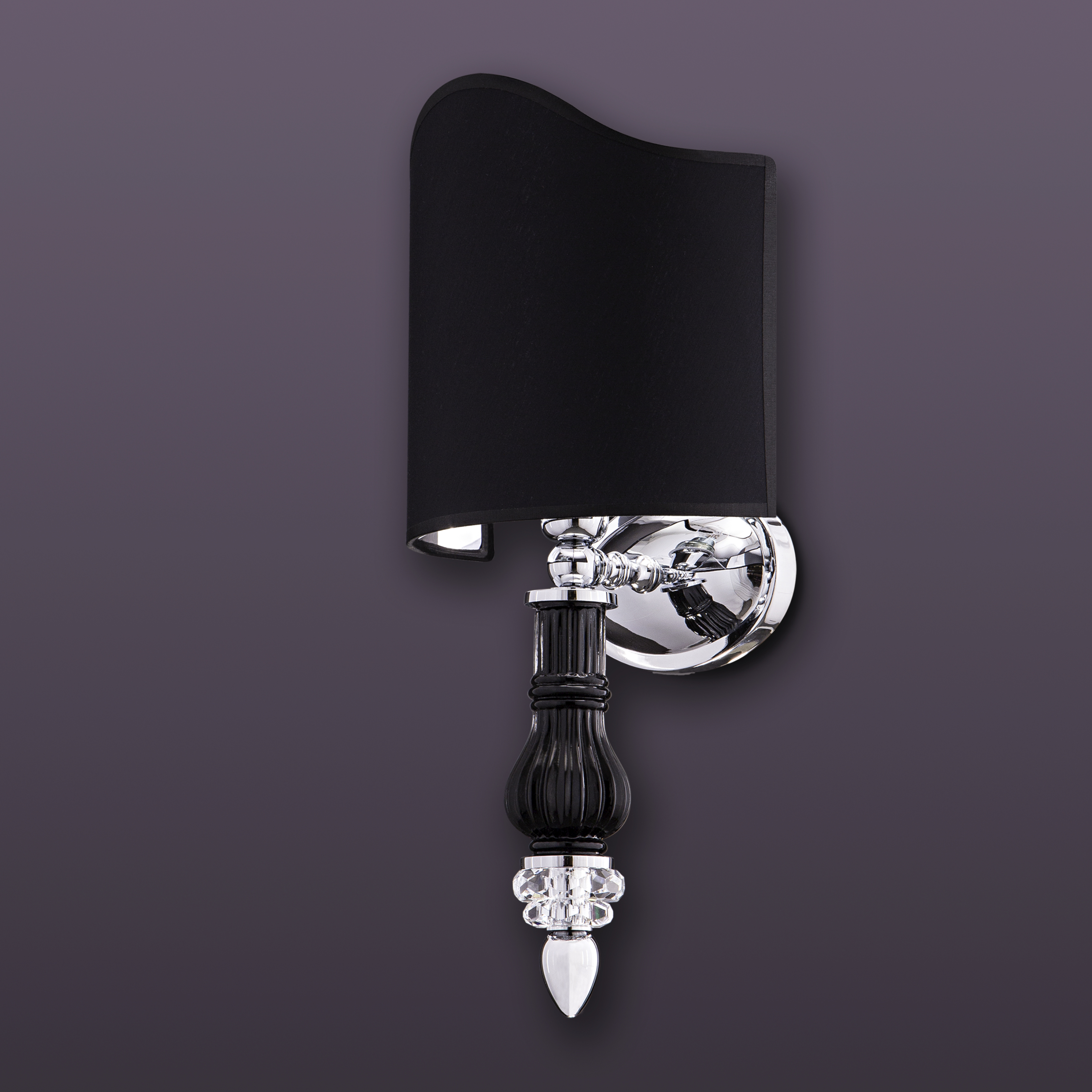 Dafne 109/AP 1 χρώμιο-μαύρη-κρυστάλλινη απλίκα τοίχου-pvc black chrome shade