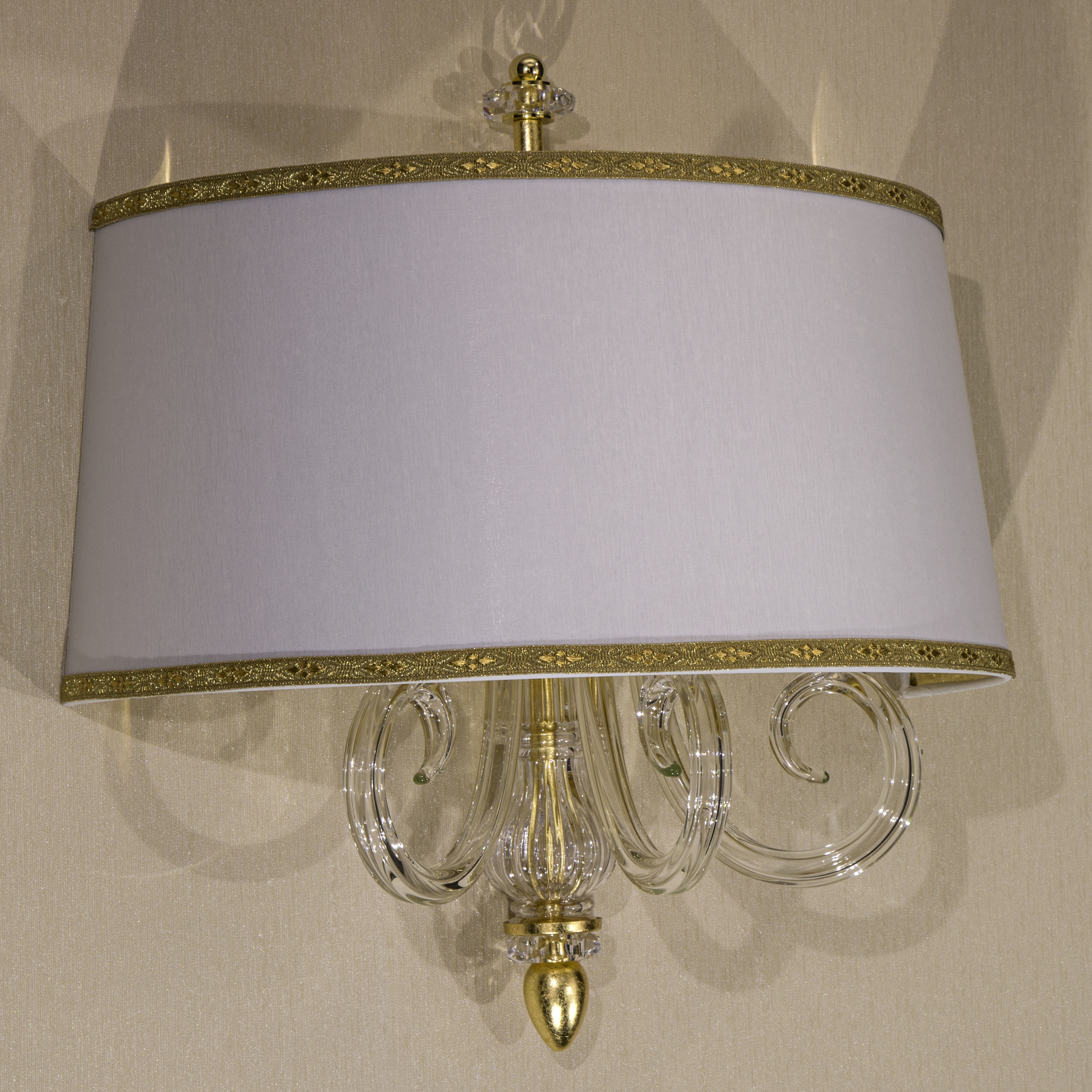 109 AP 3 gold leaf crystal pvc white gold shade view2 Dafne GrandoLuce