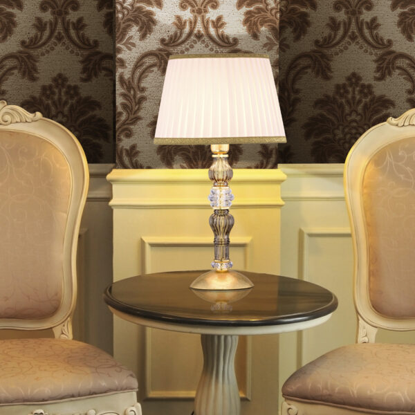 109 LM gold leaf golden teak fabric ivory shade view1 Dafne GrandoLuce