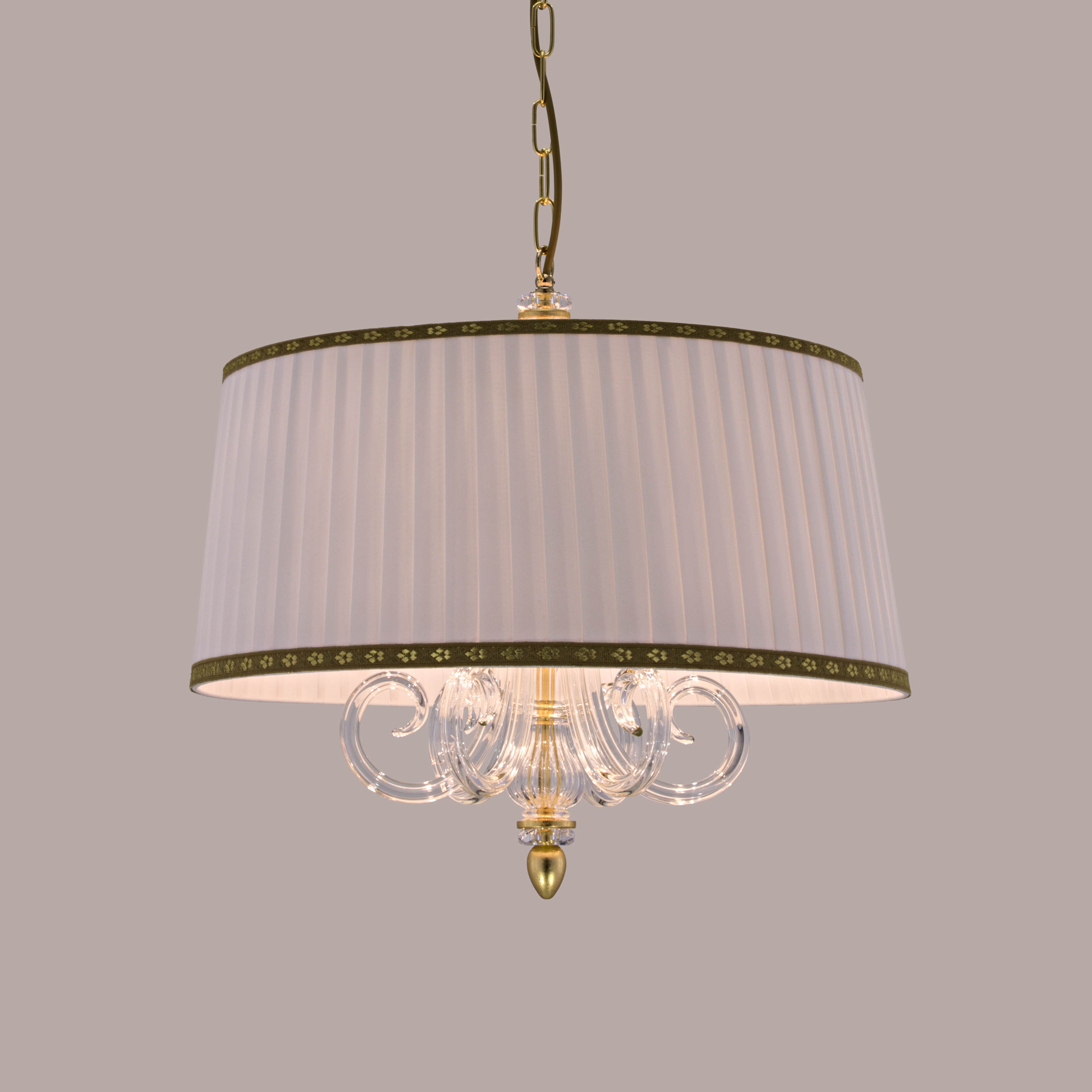 Dafne 109/SM φύλλο χρυσού-κρυστάλλινο κρεμαστό φωτιστικό-fabric ivory shade