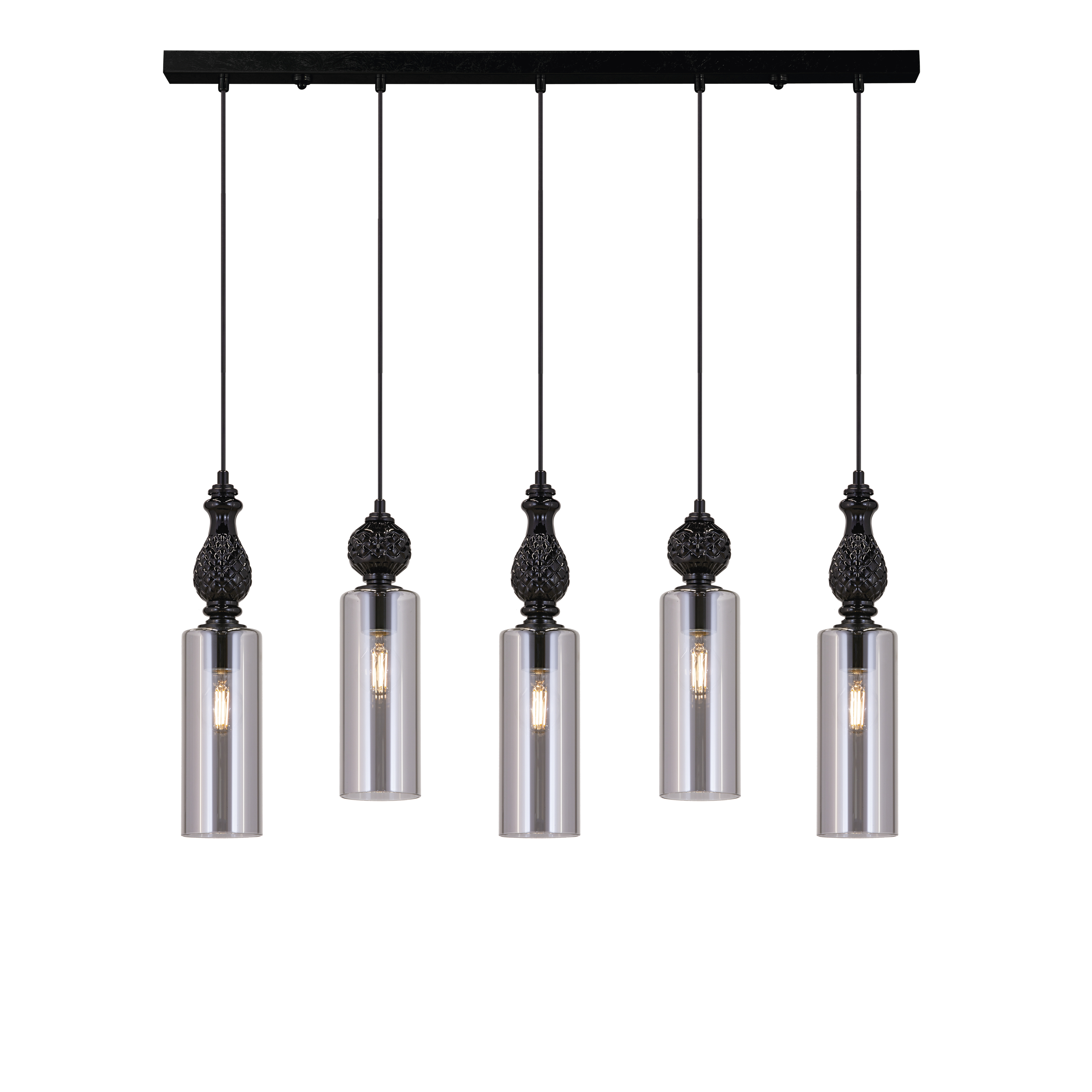 Nefeli 111/RL 5a μαύρο-φιμέ κρυστάλλινο φωτιστικό οροφής γραμμικό κρεμαστό