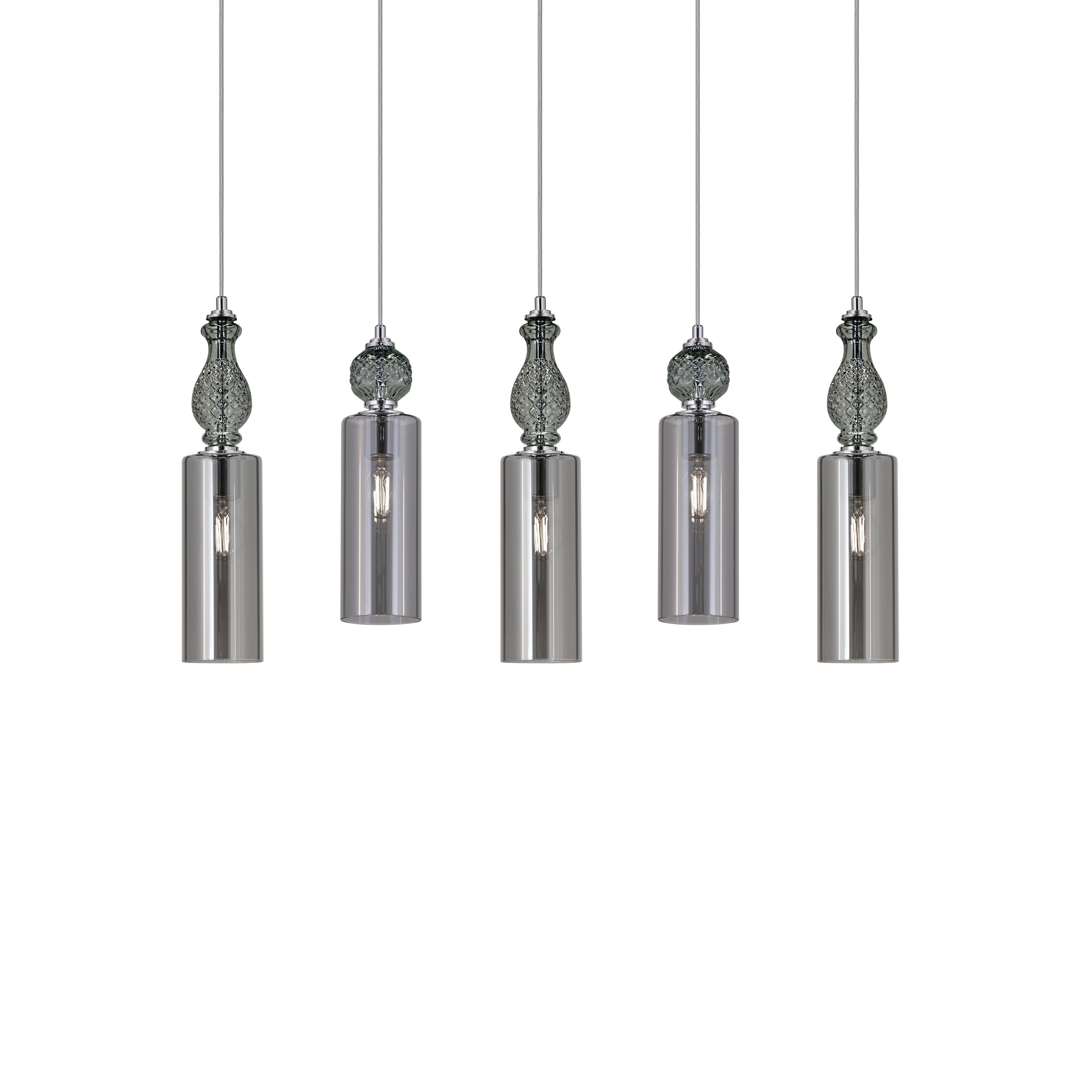 Nefeli 111/RL 5a γραφίτης-φιμέ κρυστάλλινο φωτιστικό οροφής γραμμικό κρεμαστό