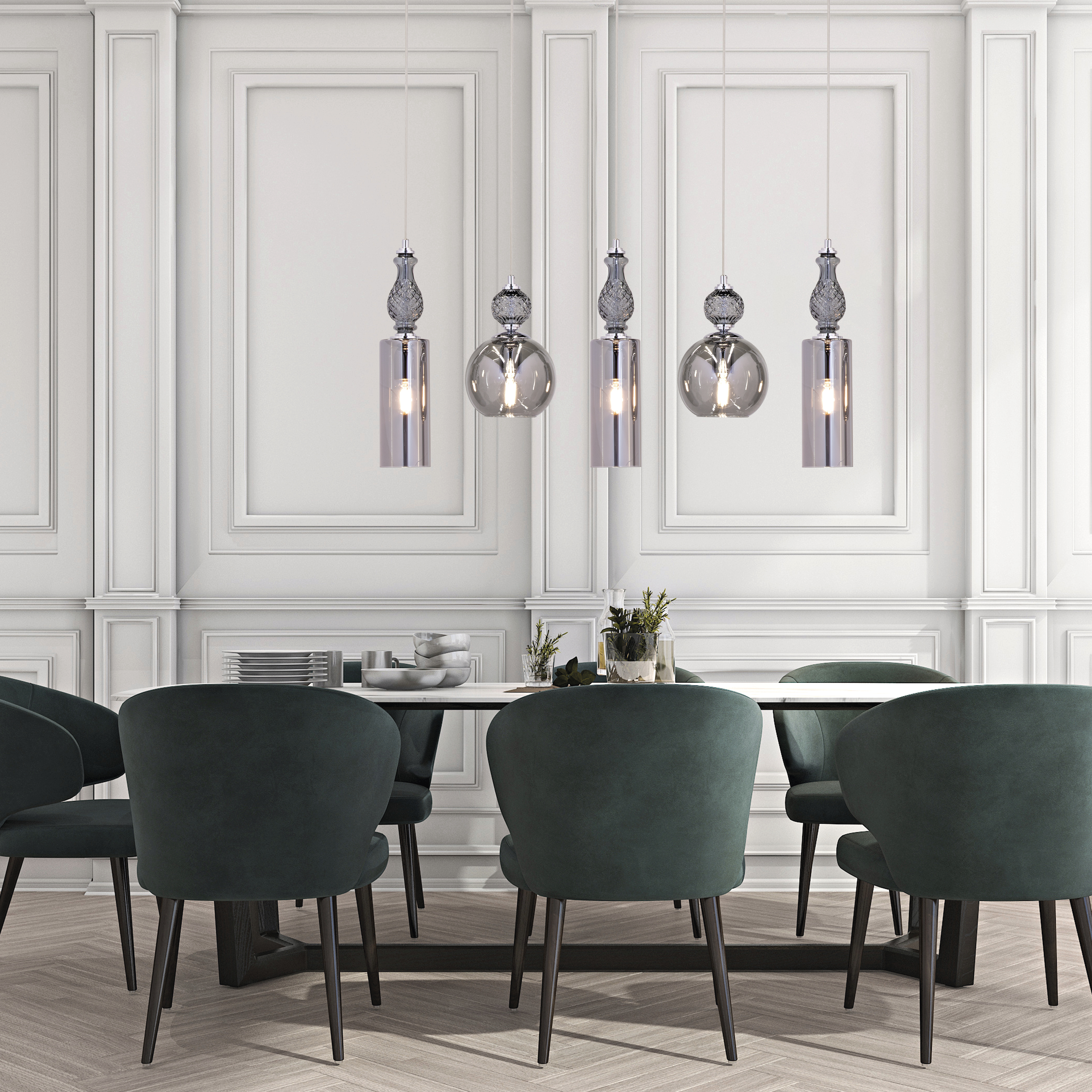 Nefeli 111/RL 5b γραφίτης-φιμέ κρυστάλλινο φωτιστικό οροφής γραμμικό κρεμαστό