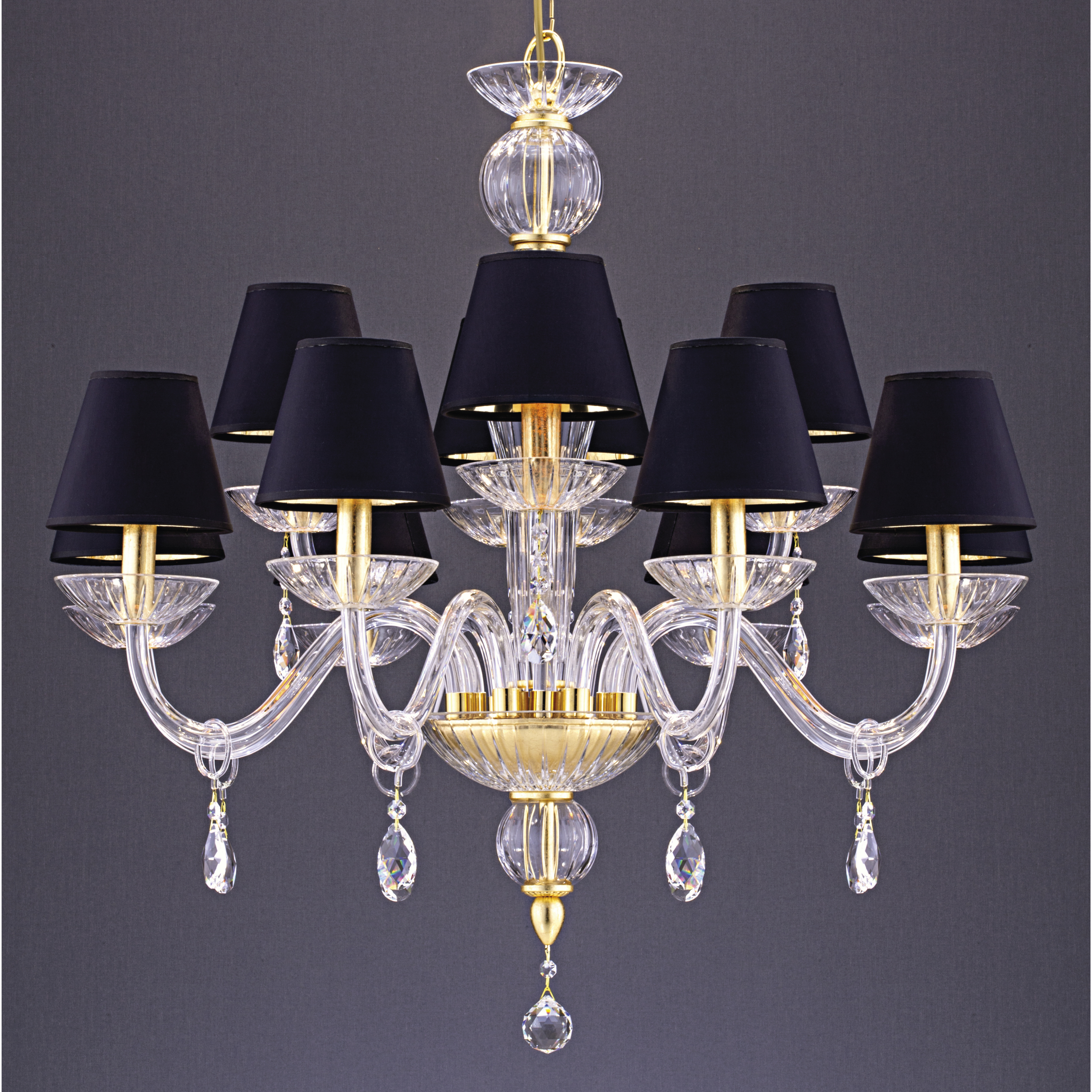 Leonie 112/CH 12 φύλλο χρυσού-κρυστάλλινος πολυέλαιος