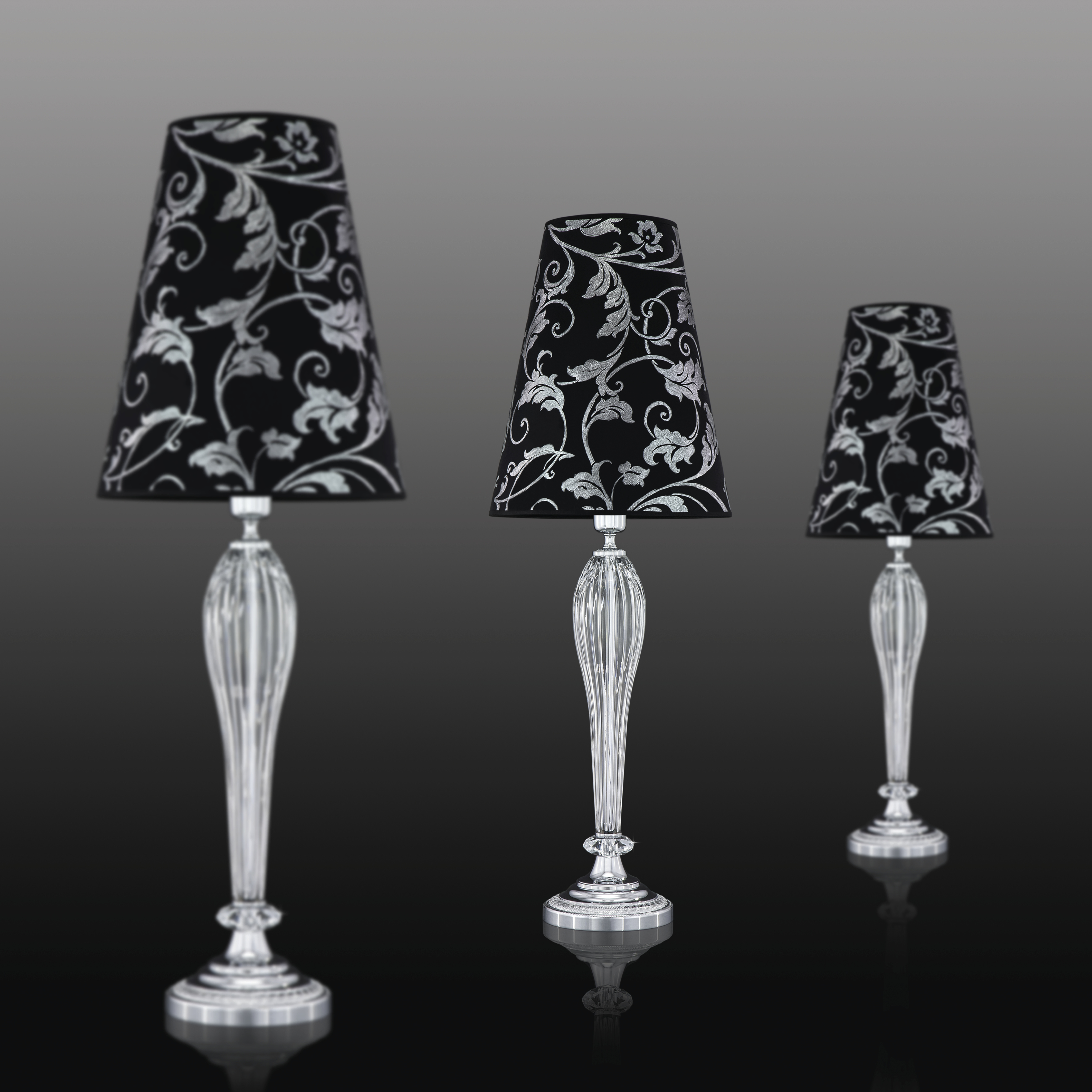 Leonie 112/LG χρώμιο-κρυστάλλινο επιτραπέζιο φωτιστικό-λαμπατέρ-pvc silver leaf black shade