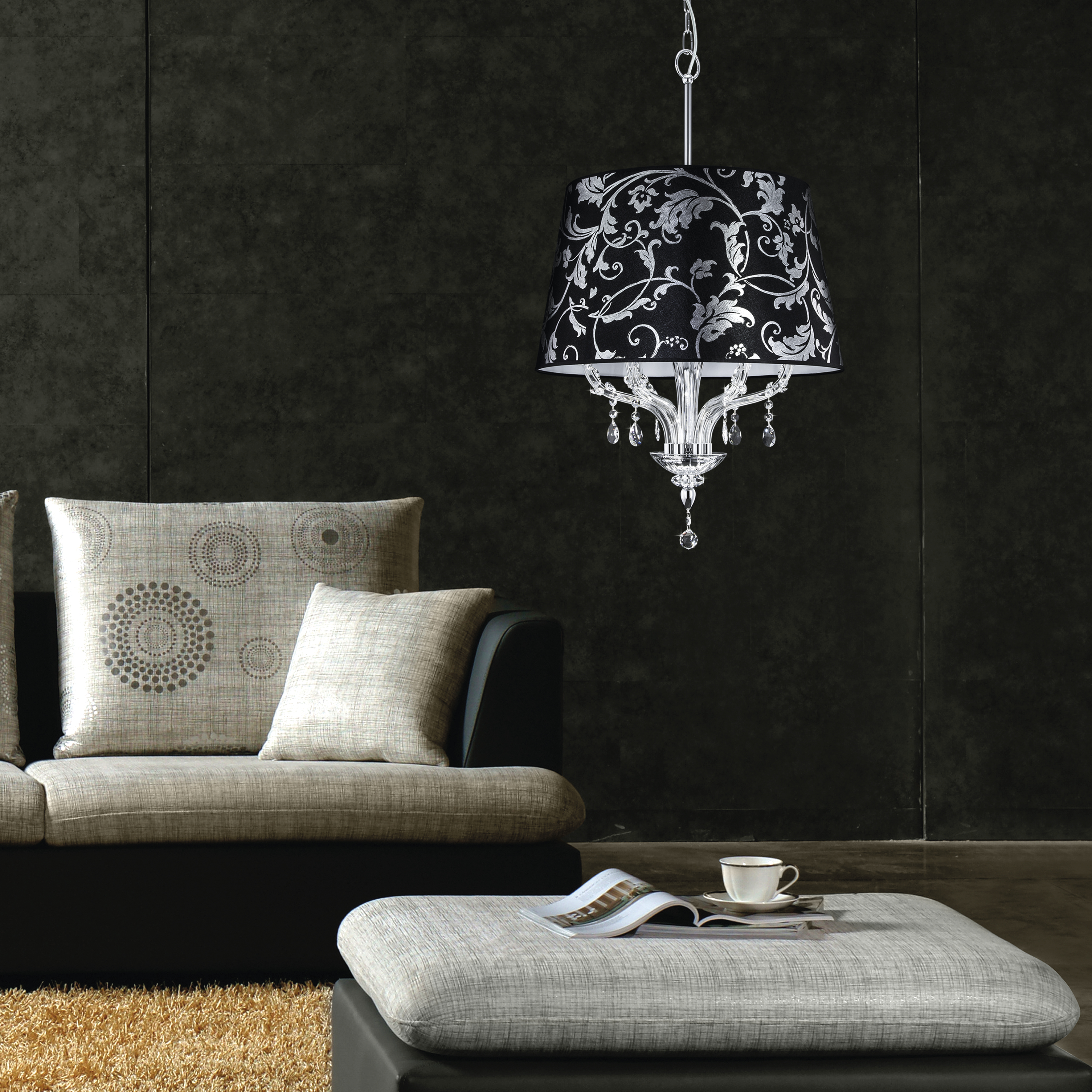 112 SP chrome crystal pvc silver leaf black shade view1 Leonie GrandoLuce