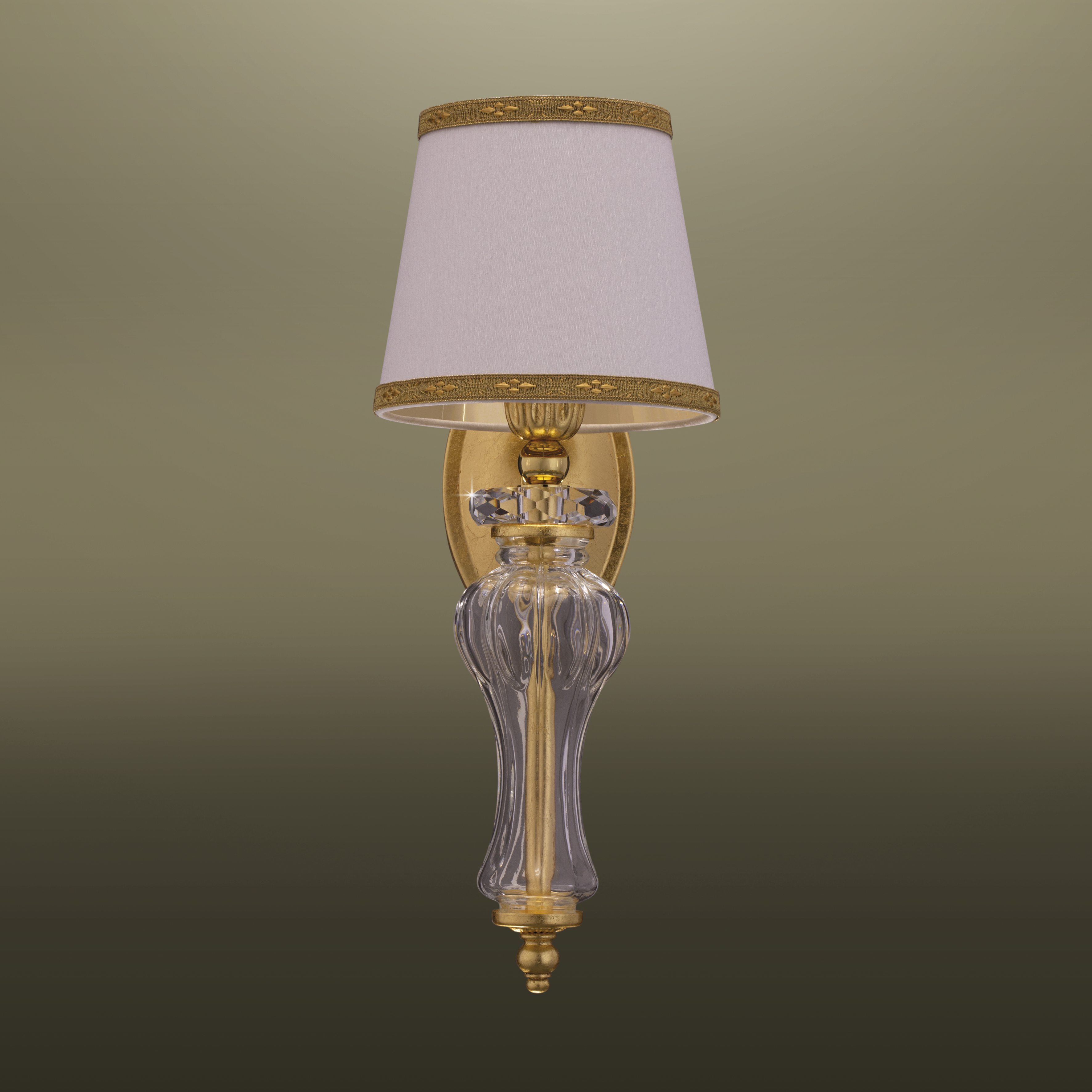 114 AP 1 gold leaf crystal pvc white gold shade view1 Reina GrandoLuce