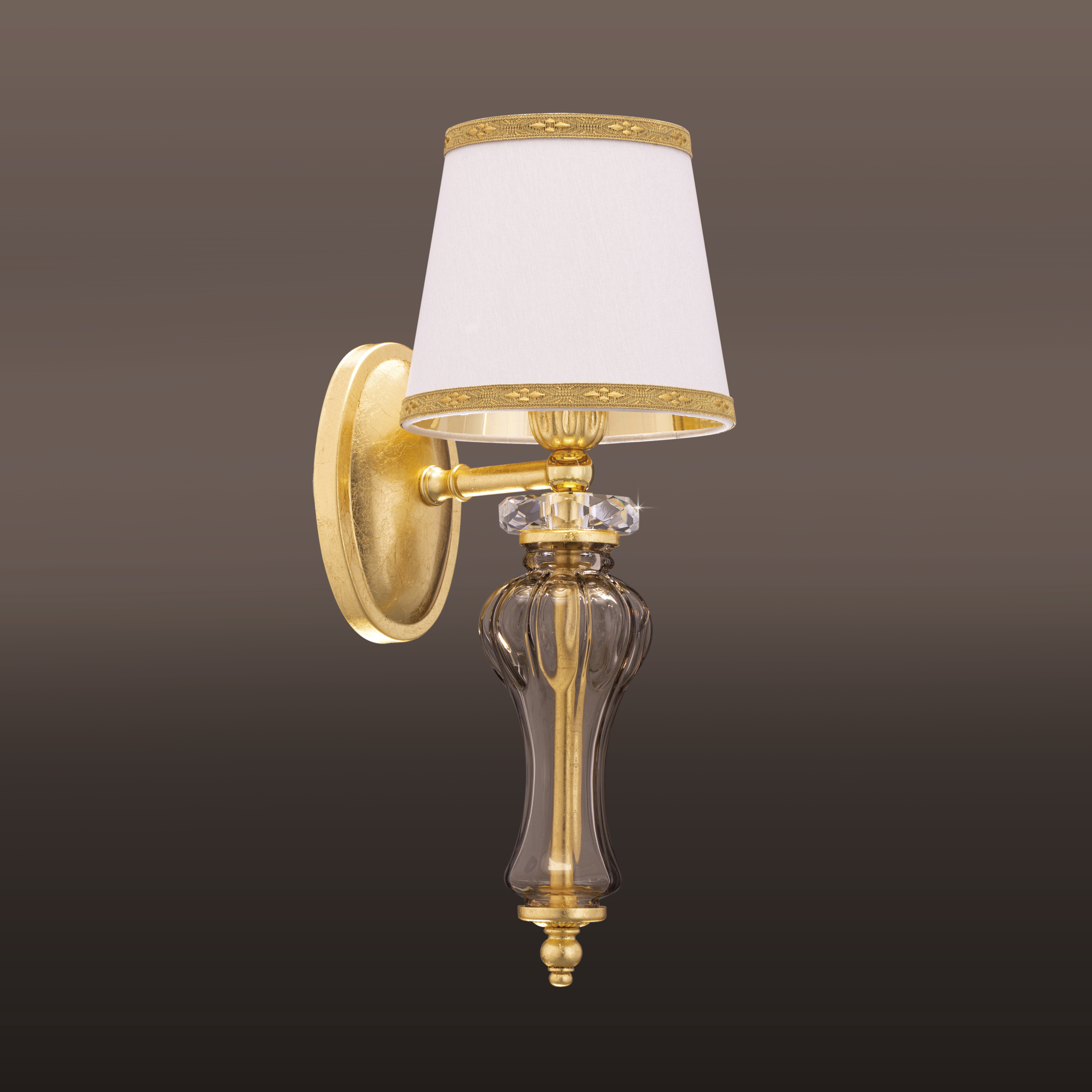 Reina 114/AP 1 φύλλο χρυσού-golden teak-κρυστάλλινη απλίκα τοίχου-pvc white gold shade