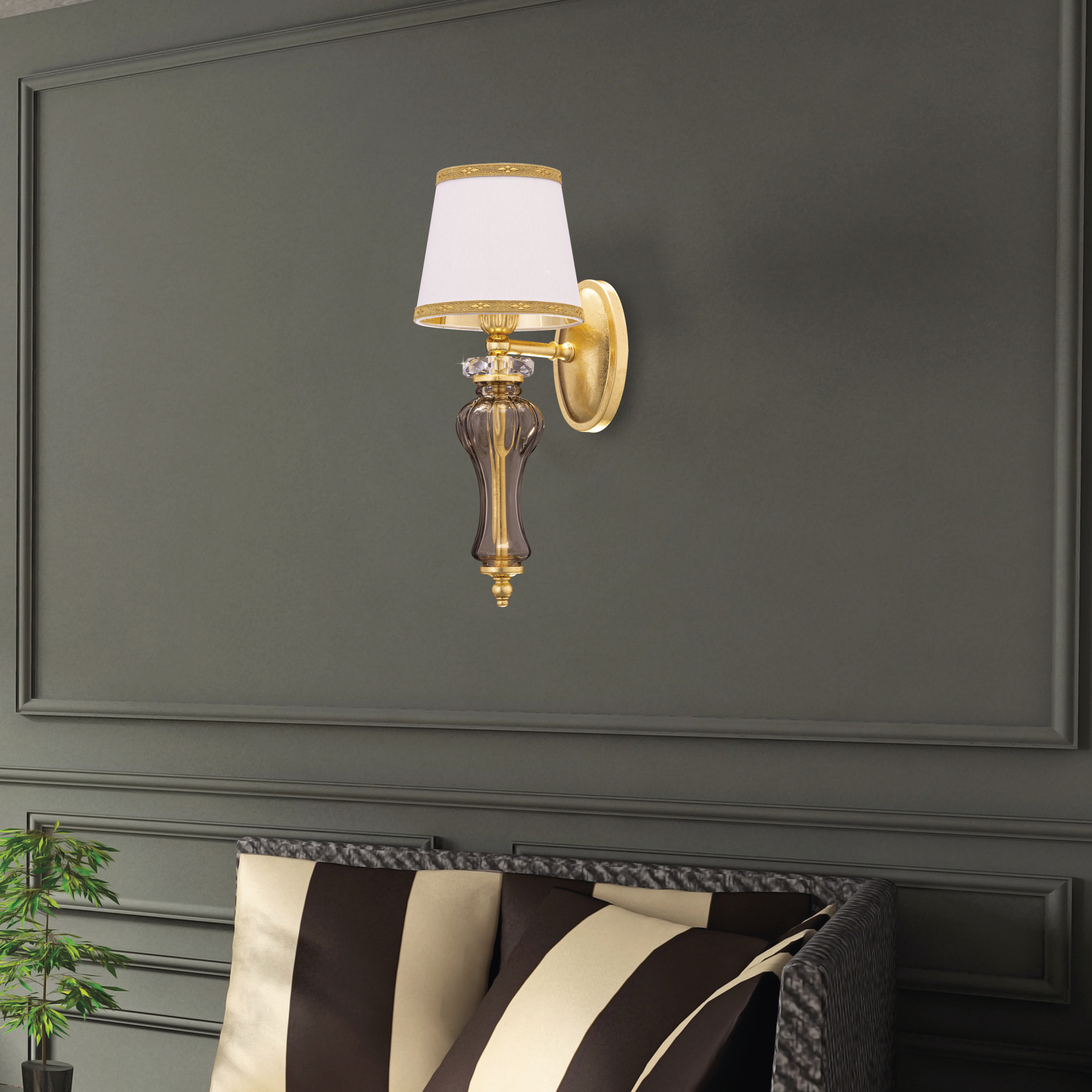114 AP 1 gold leaf golden teak pvc white gold shade view3 Reina GrandoLuce