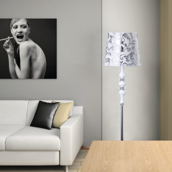 114 FL chrome white pvc silver leaf white shade view1 Reina GrandoLuce