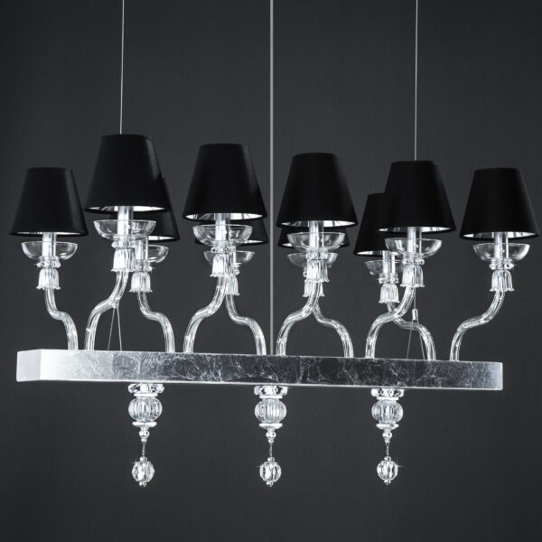 114 RL 10 silver leaf crystal pvc black chrome shade view1 Reina GrandoLuce