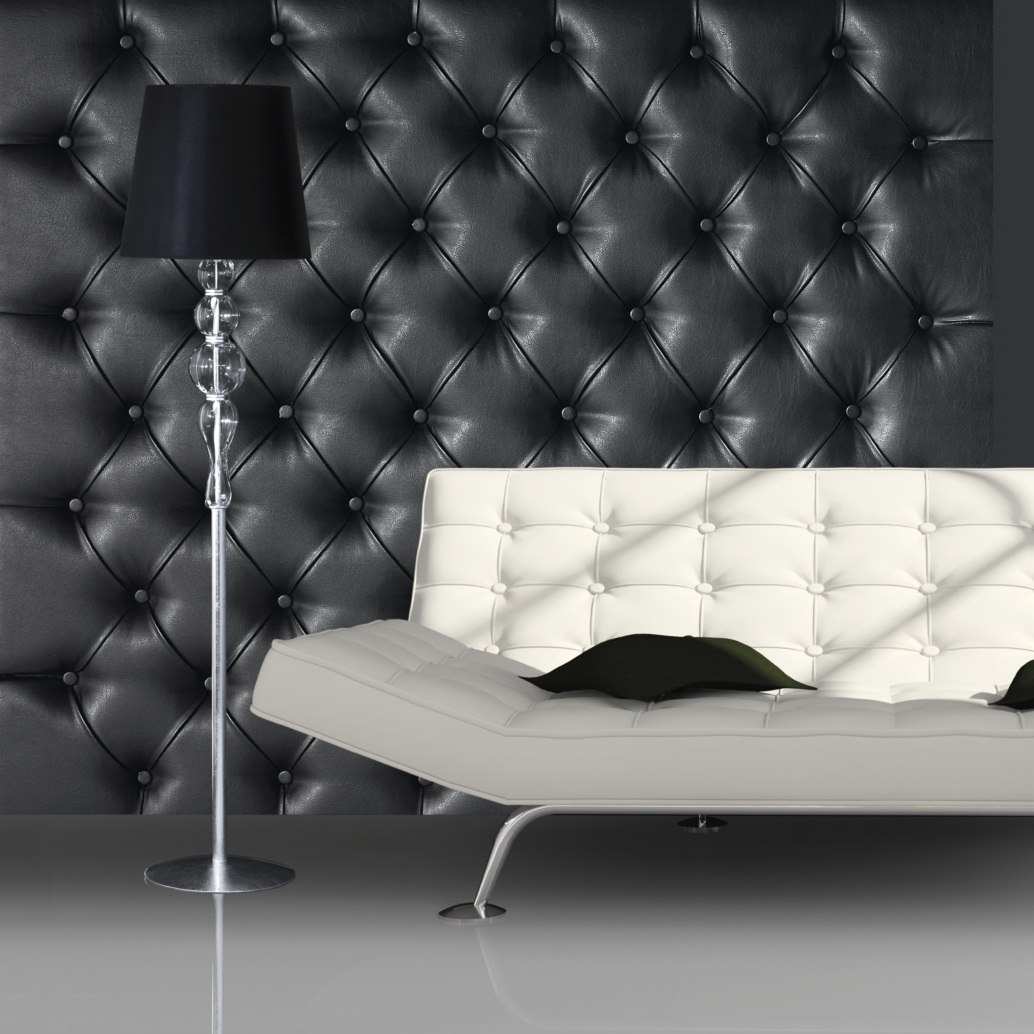 Amanda 118/FL φύλλο ασήμι-κρυστάλλινο φωτιστικό δαπέδου-pvc black chrome shade